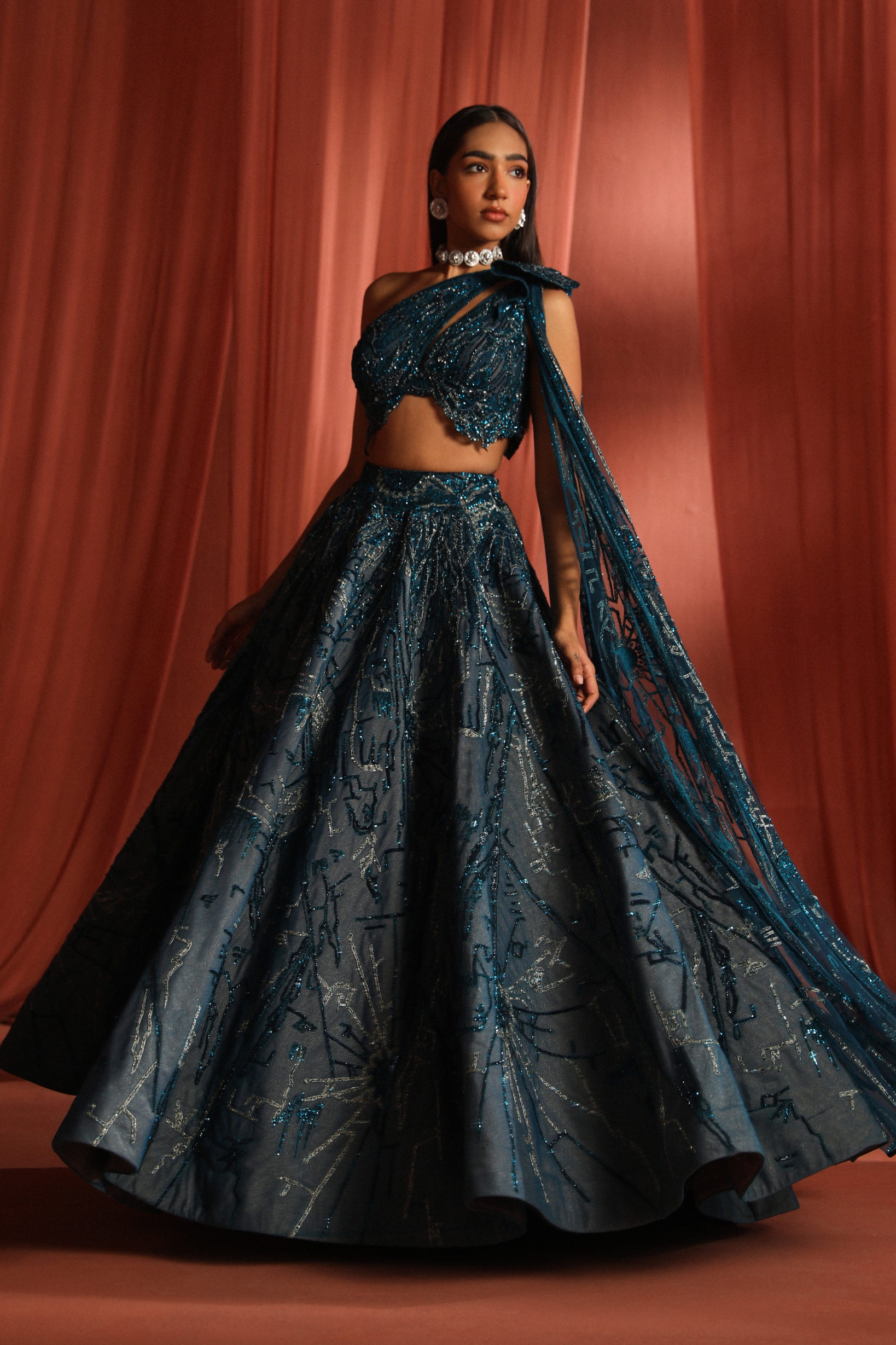 Teal Bloom Lehenga