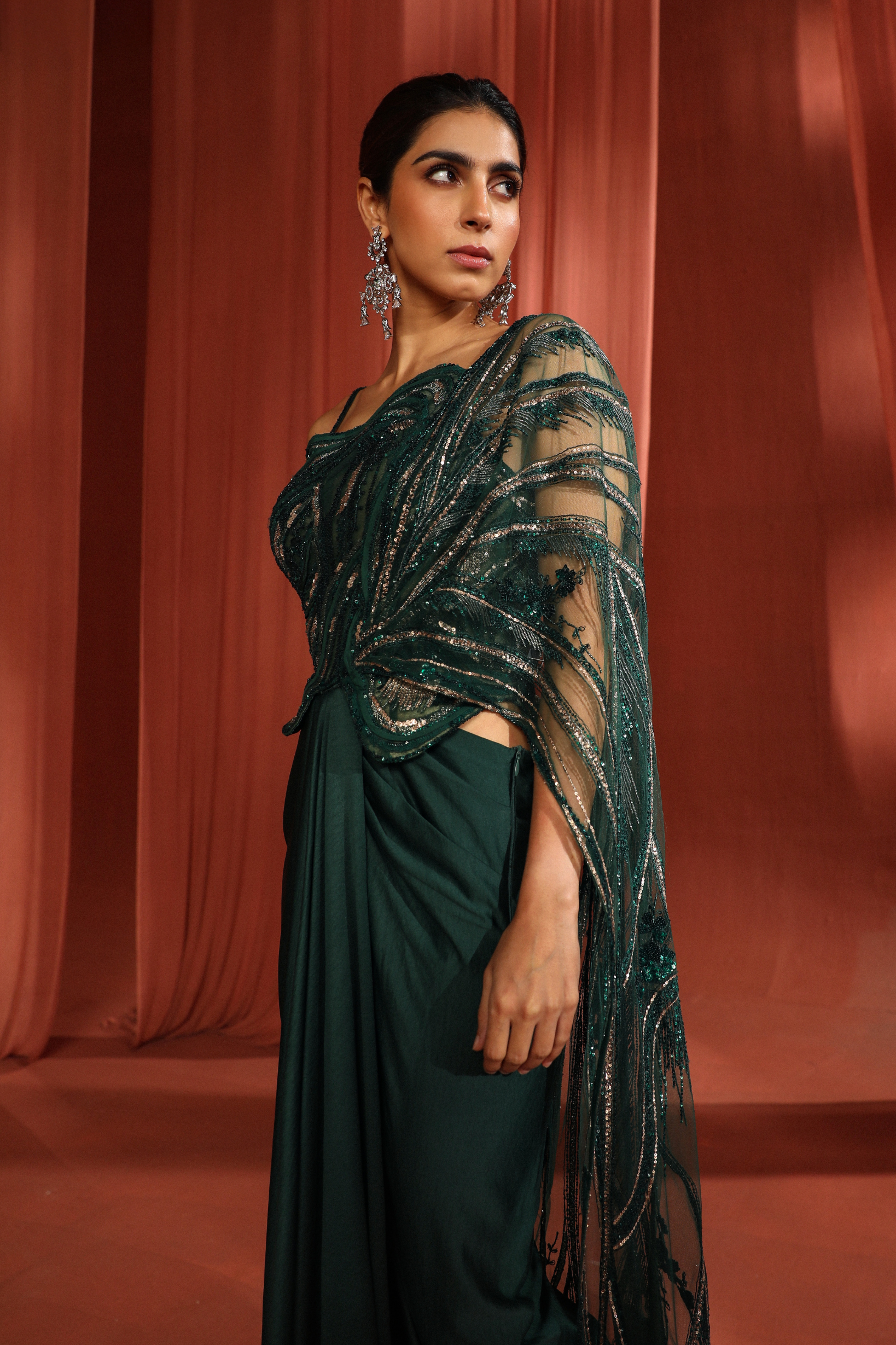 Green Binding Saree