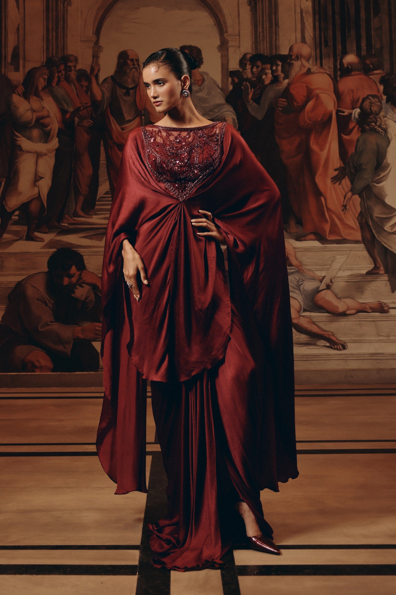 Garnet Draped Kaftan