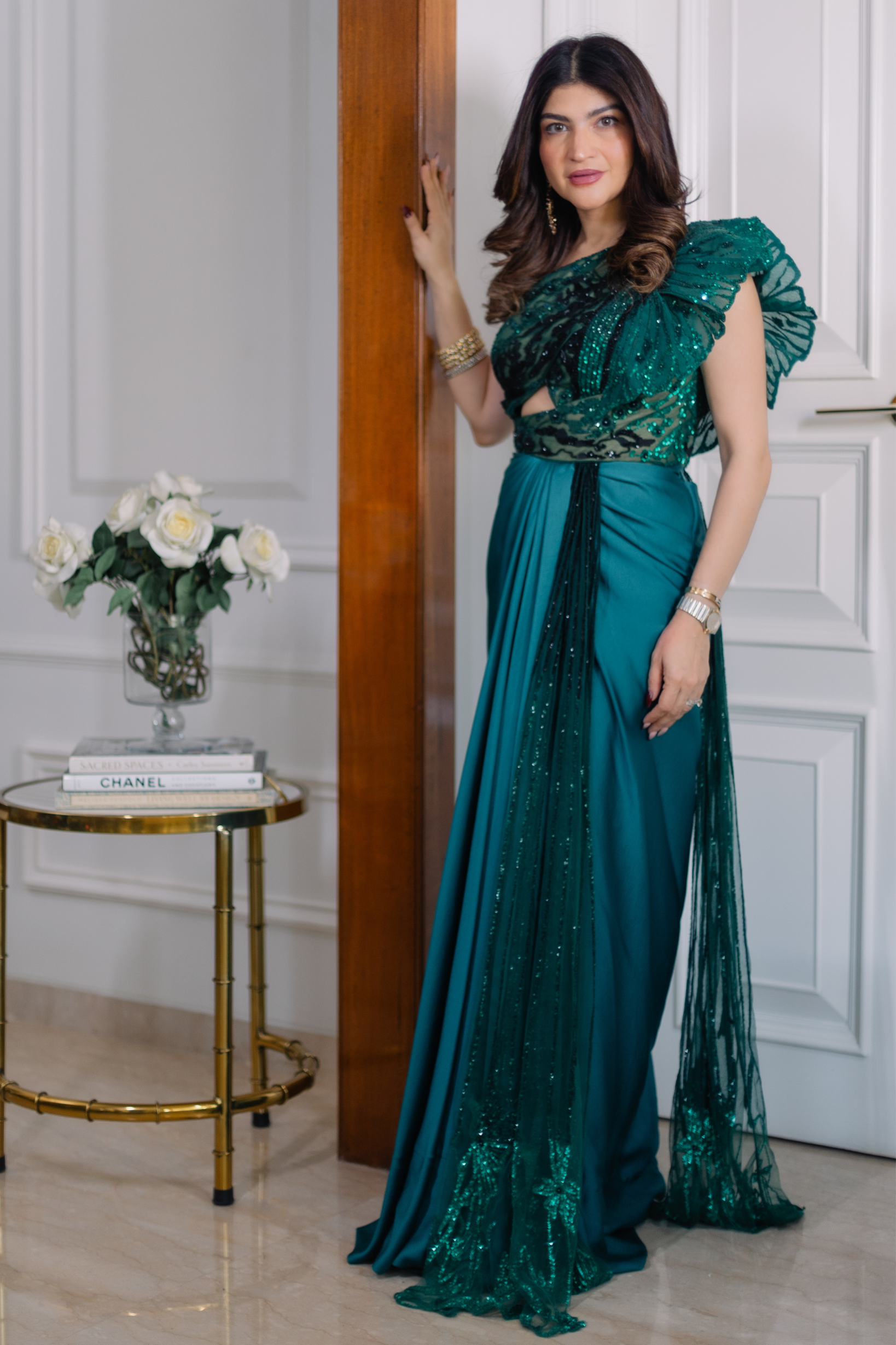Kushnaz turner in Glazed Wings Saree