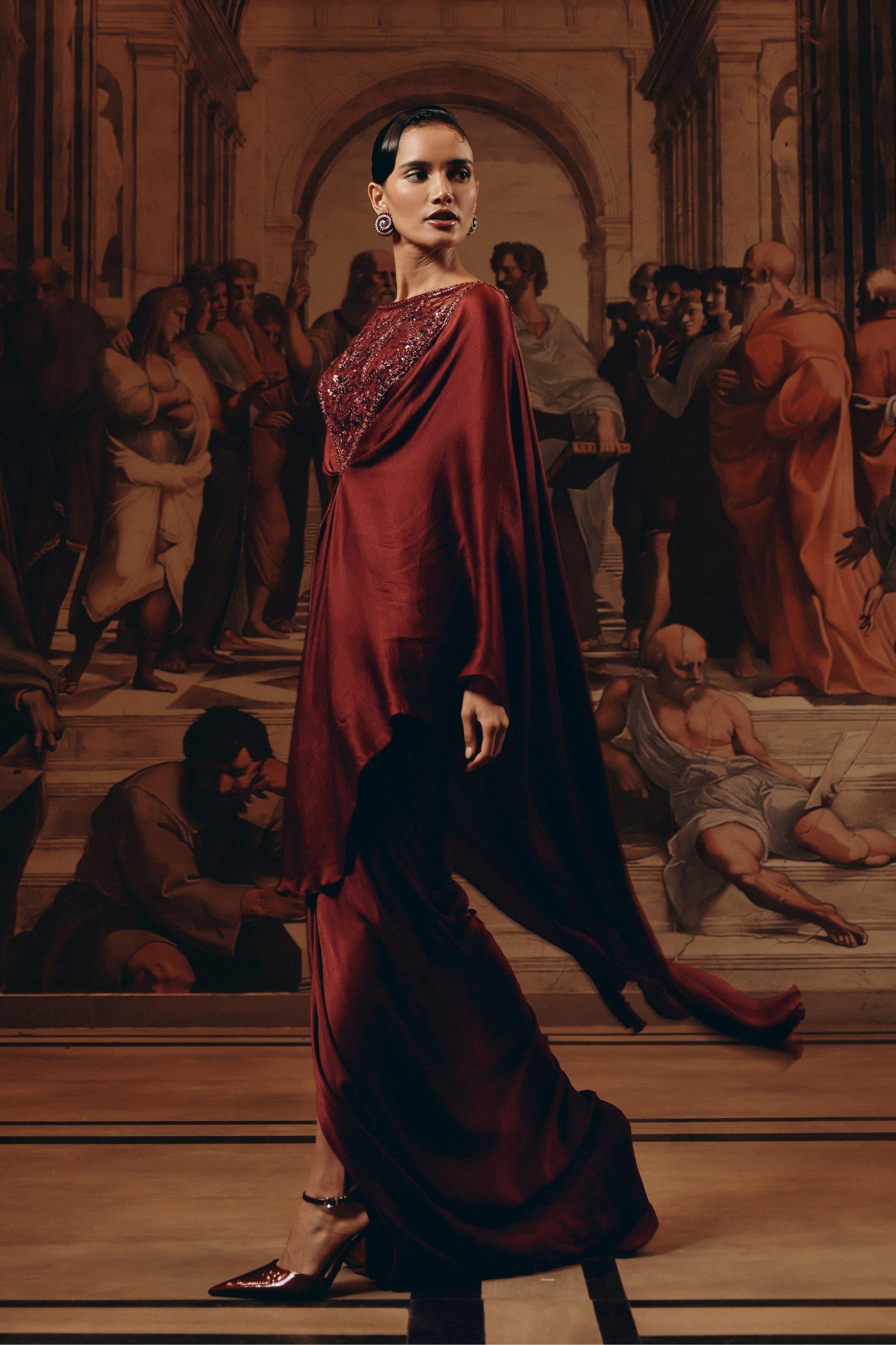 Garnet Draped Kaftan