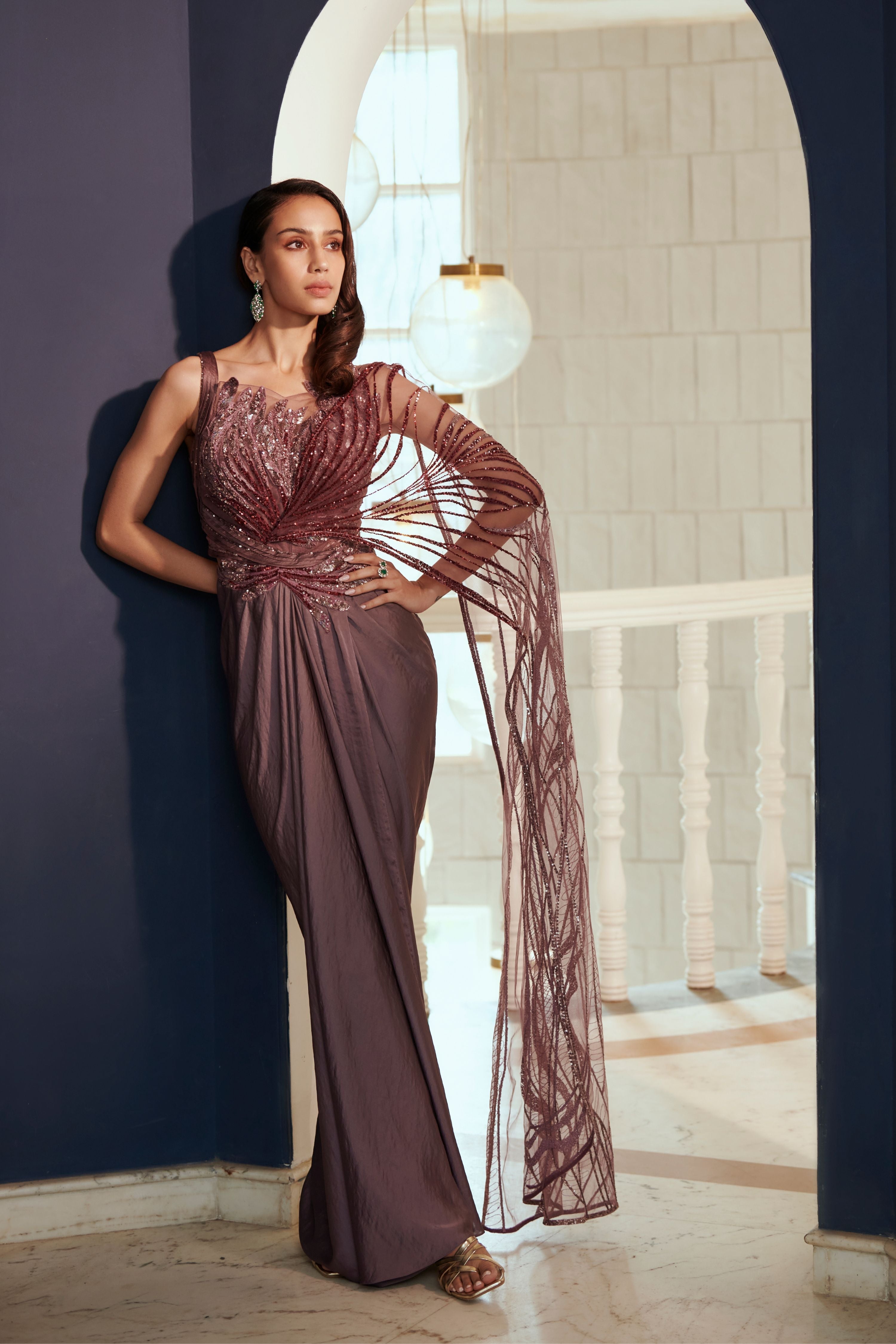 Medha Sharma in Wind-Borne Wings Saree