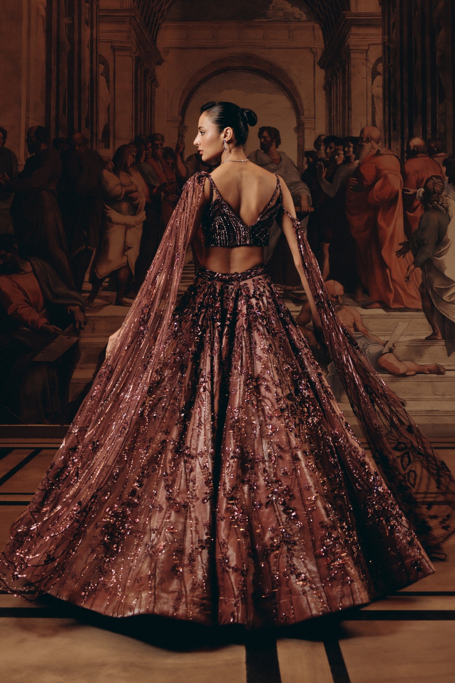 Garnet Cape Top And Skirt set