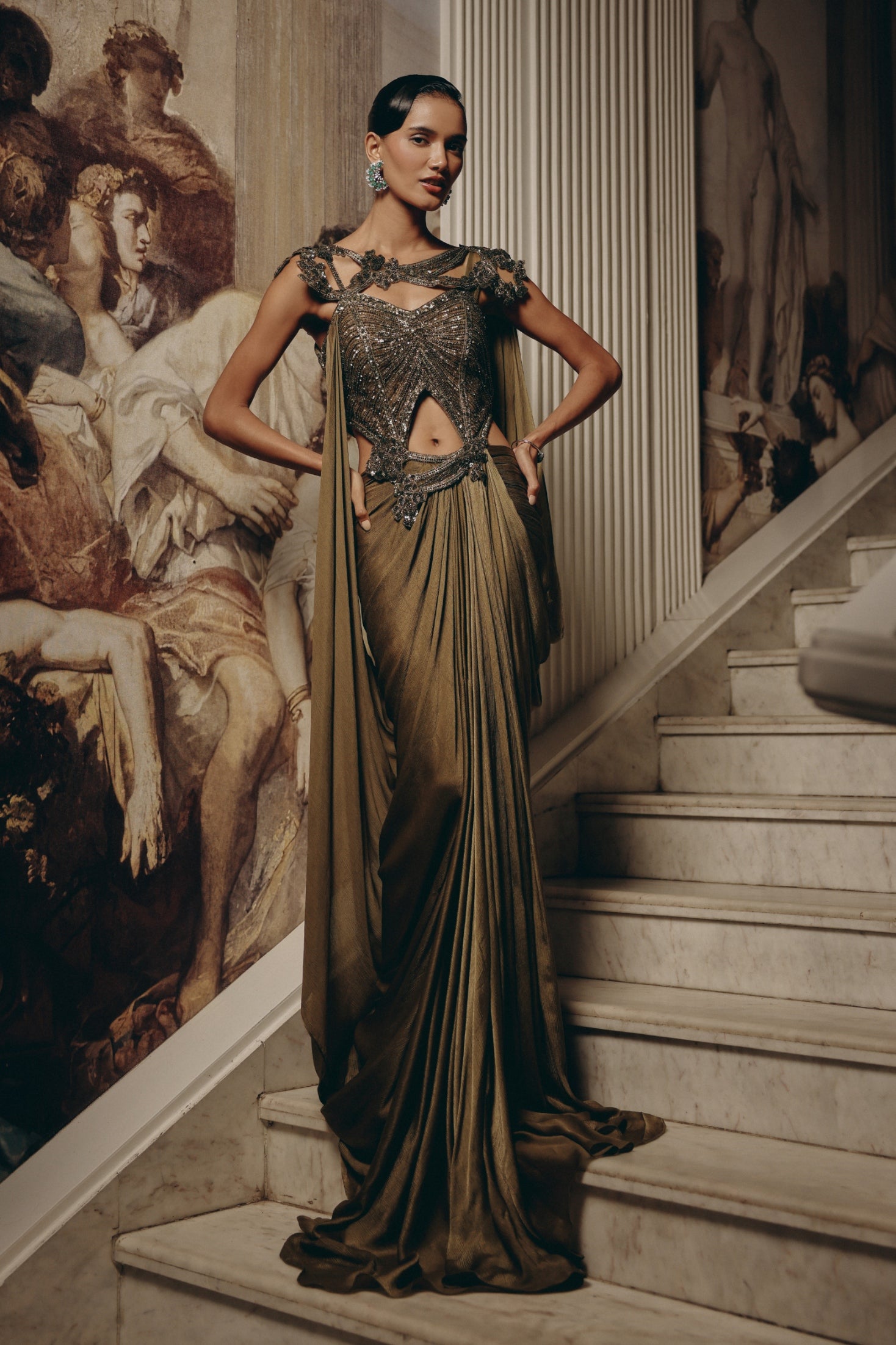 Sculpted Olive Drape