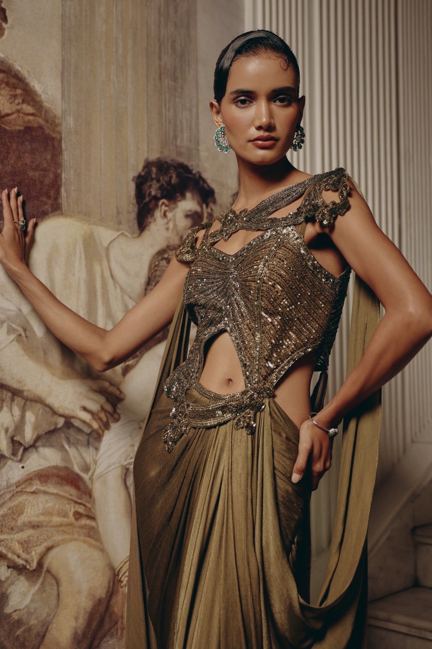 Sculpted Olive Drape