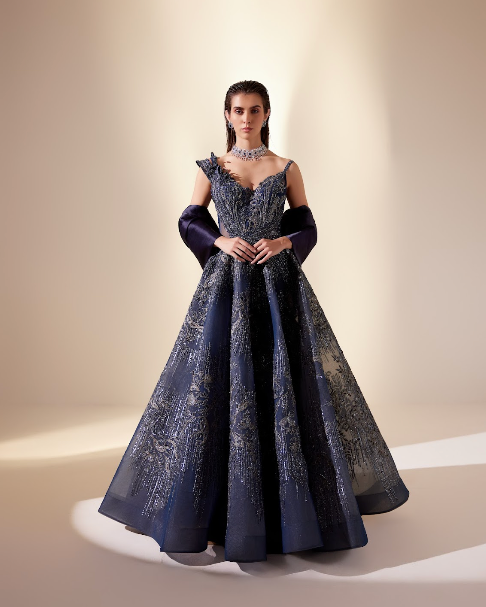 Midnight Blue Drizzle Gown