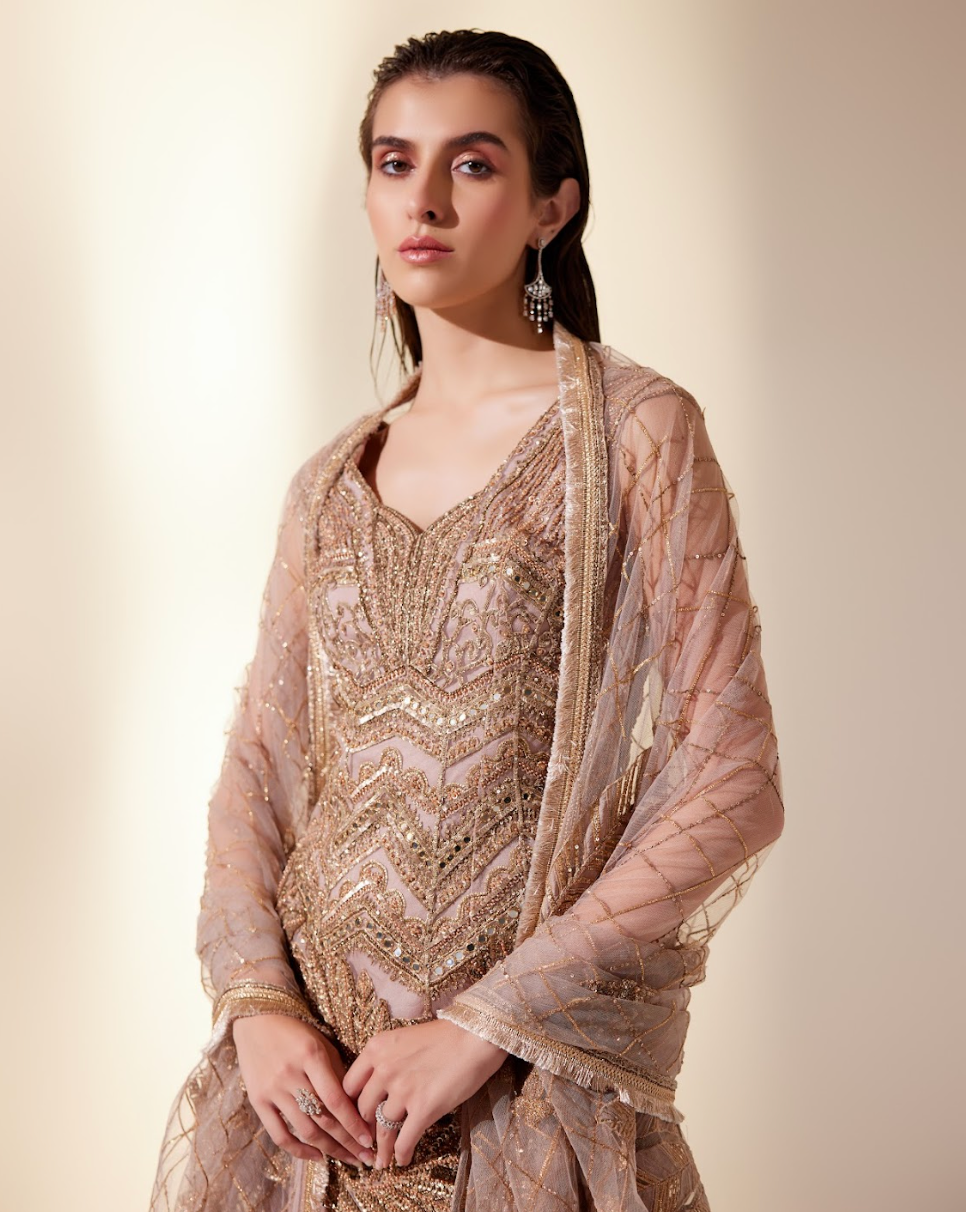 Golden Mist Sharara Set