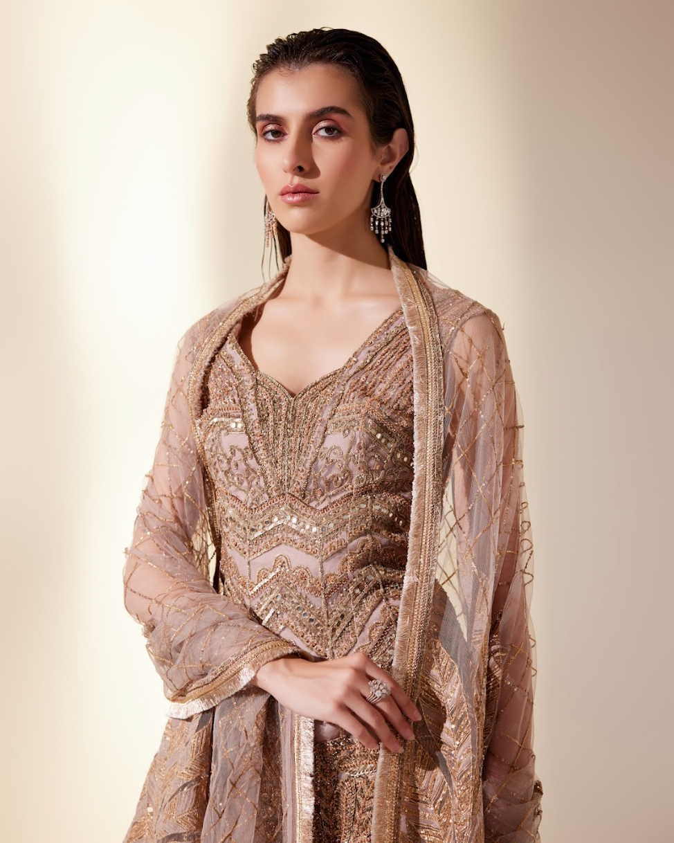 Golden Mist Sharara Set