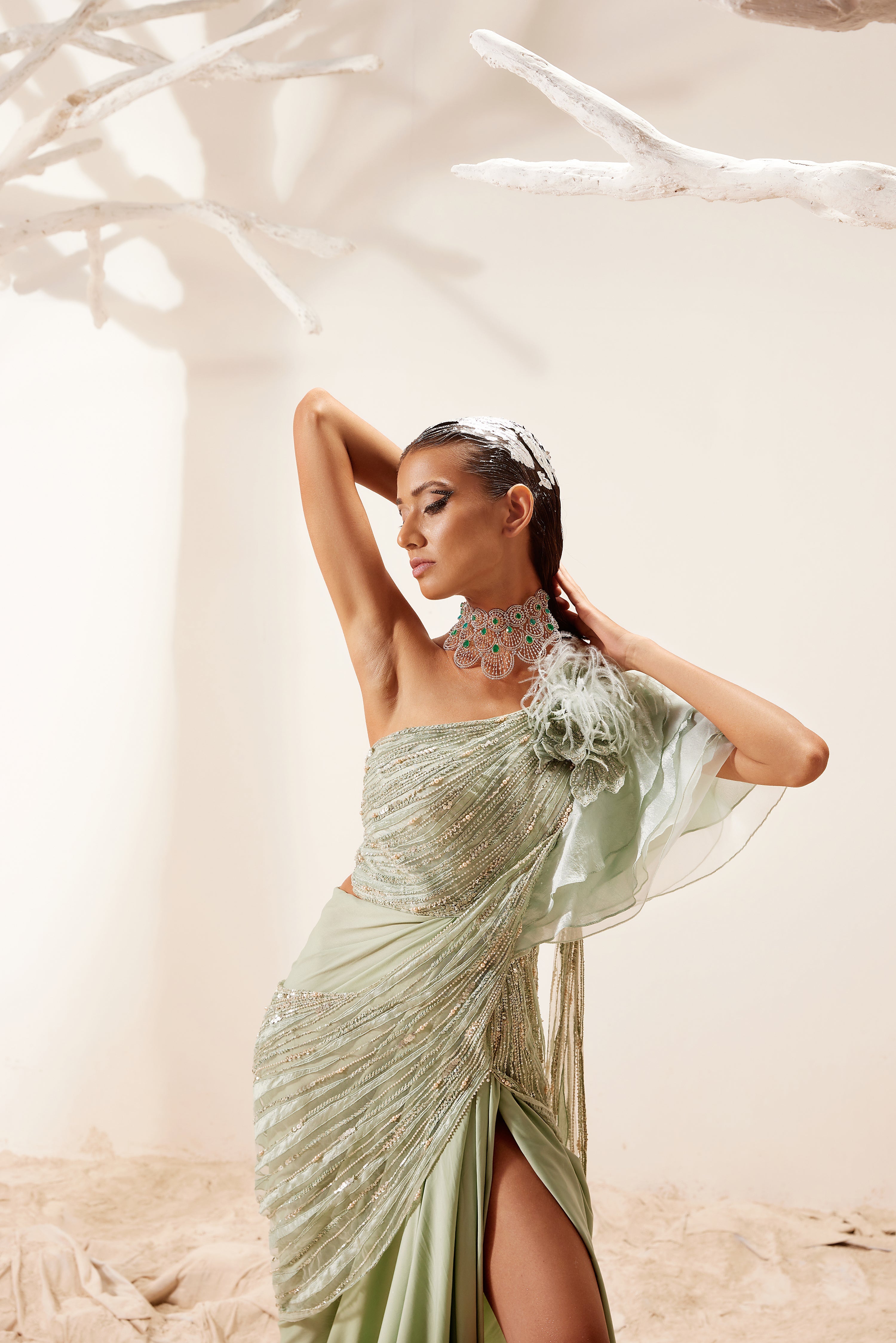 Diipa Khosla in Nile Green Saree