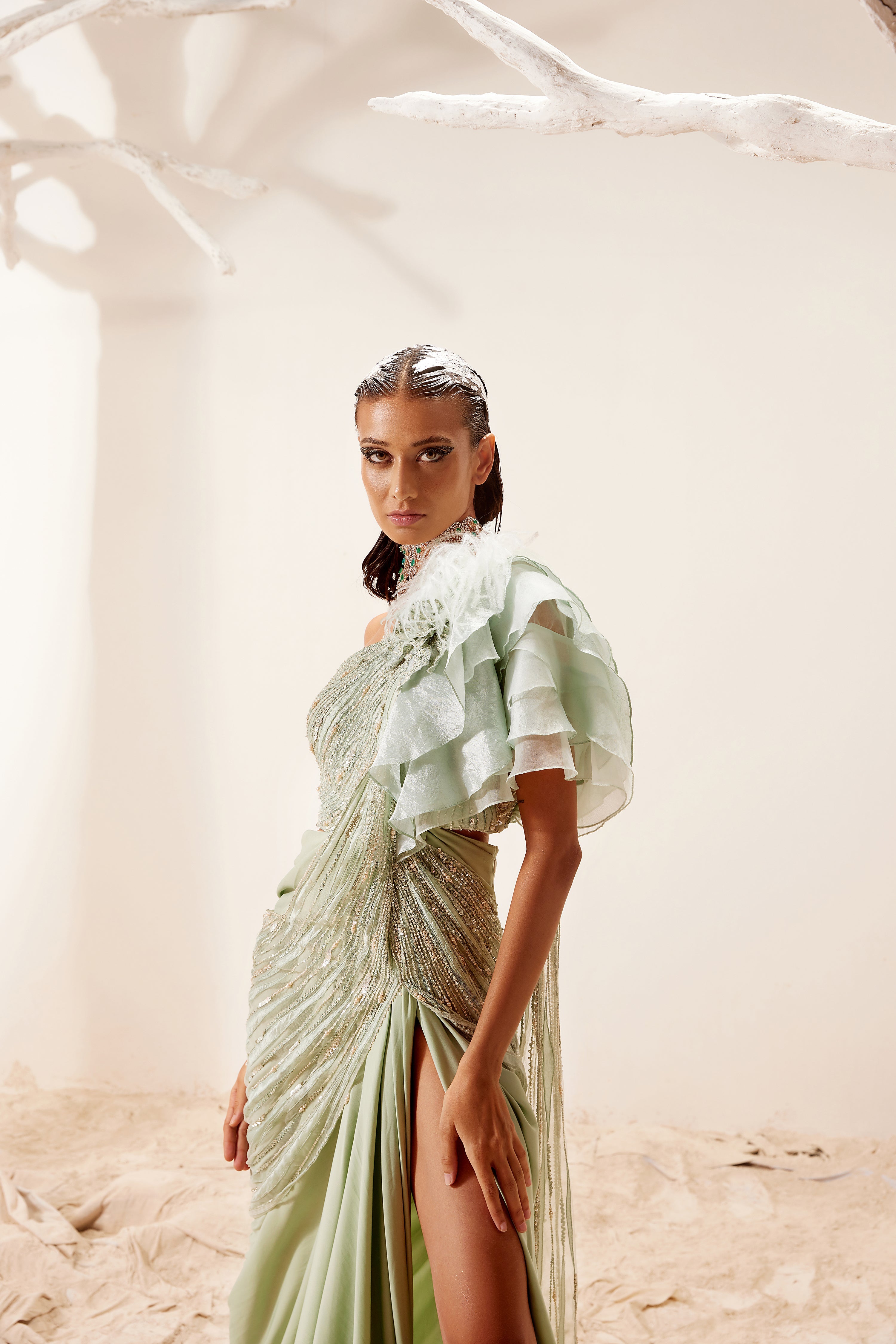 Diipa Khosla in Nile Green Saree