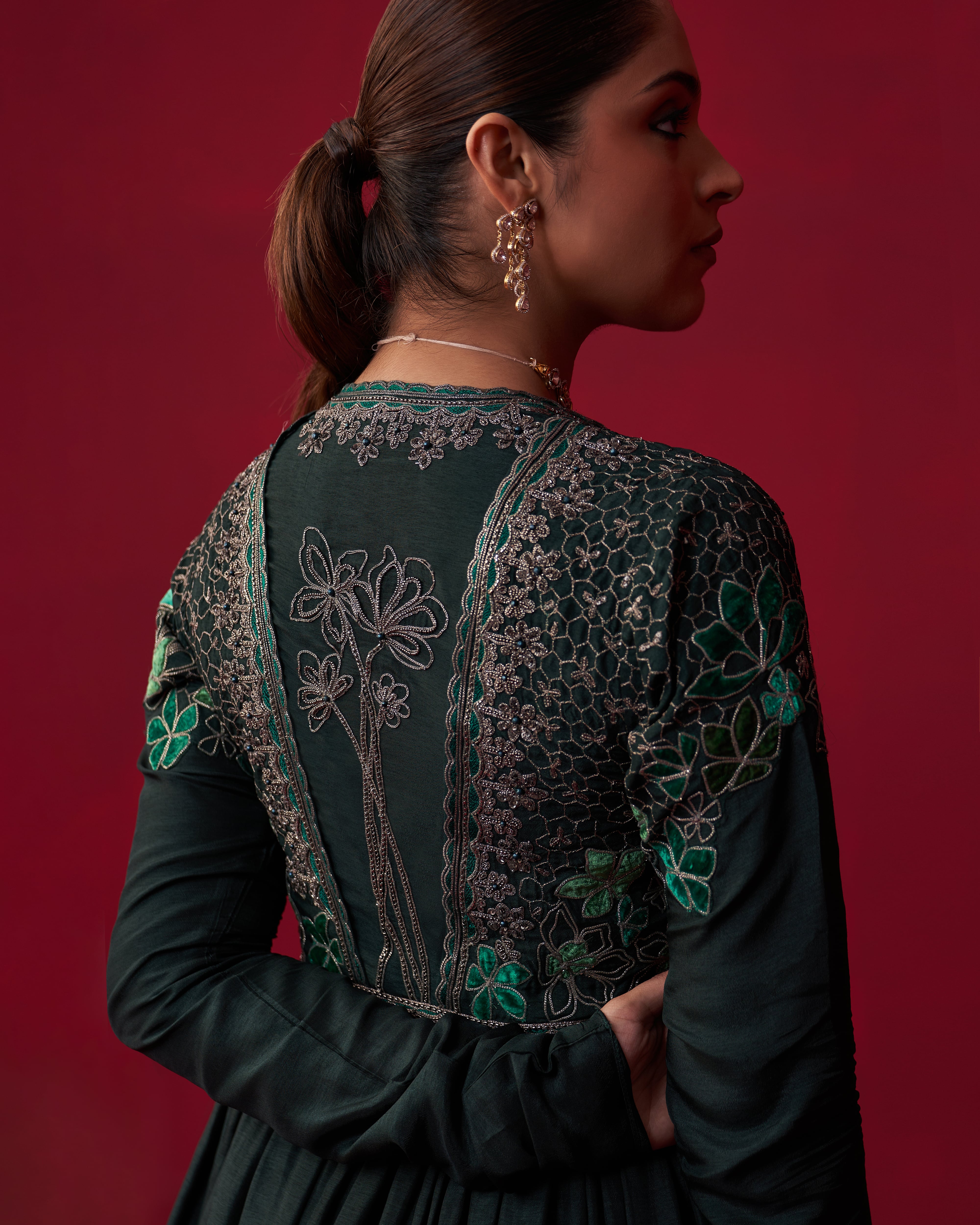 Green Nature’s Bounty Anarkali and Sharara set