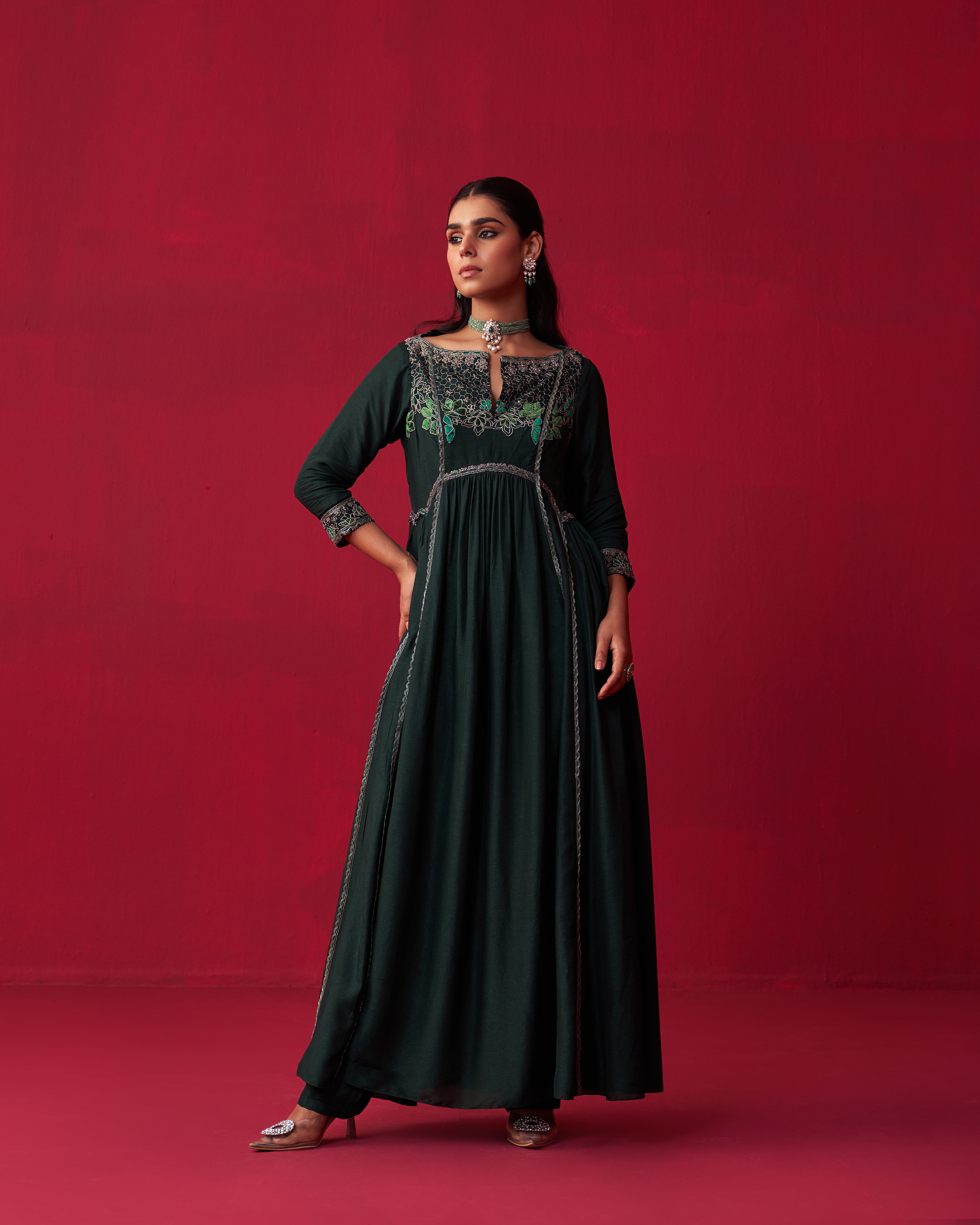 Green Nature’s Bounty Long Kurta and Pant Set