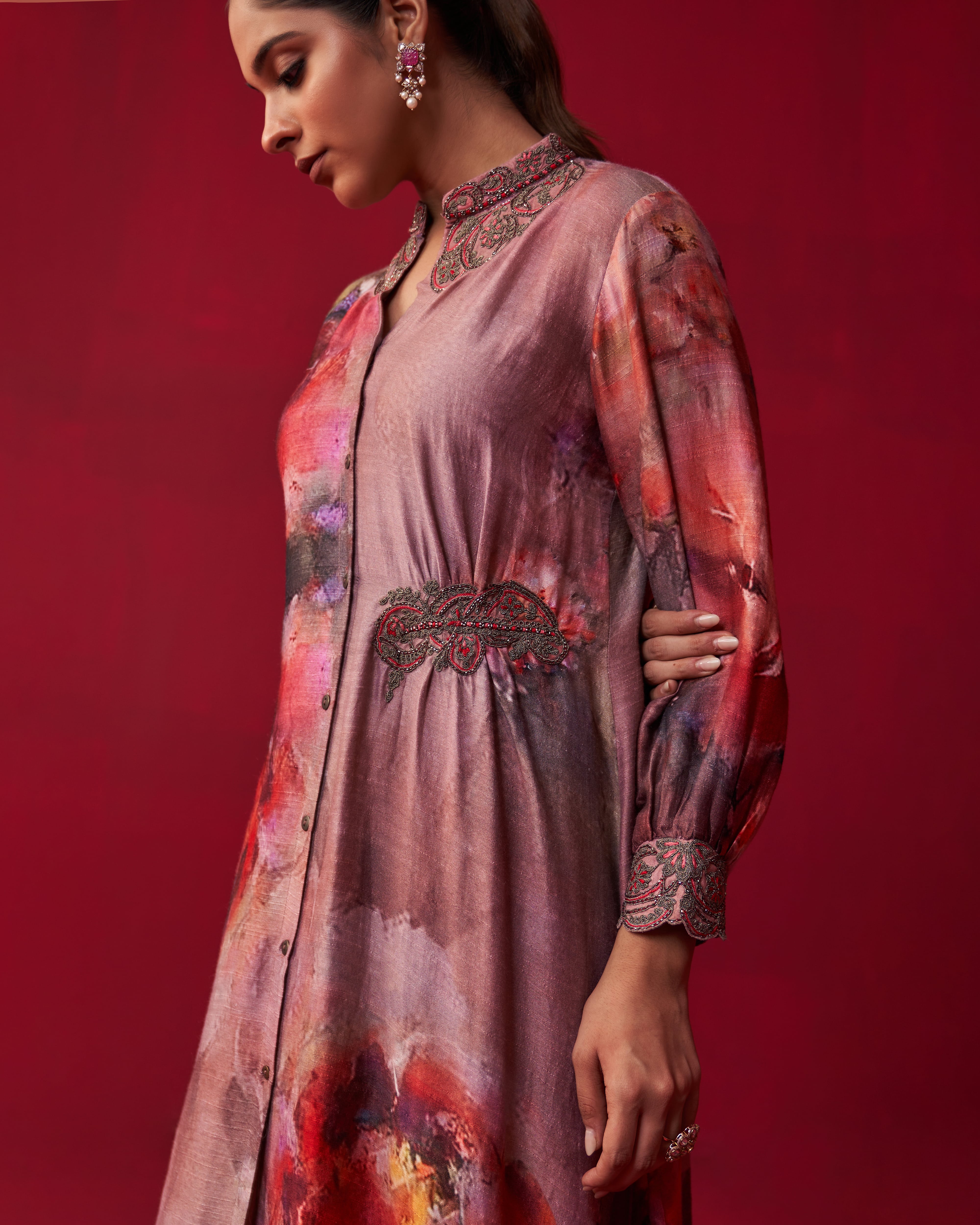 Metallic Bliss Shirt Style Tunic, and Dhoti Pants Set