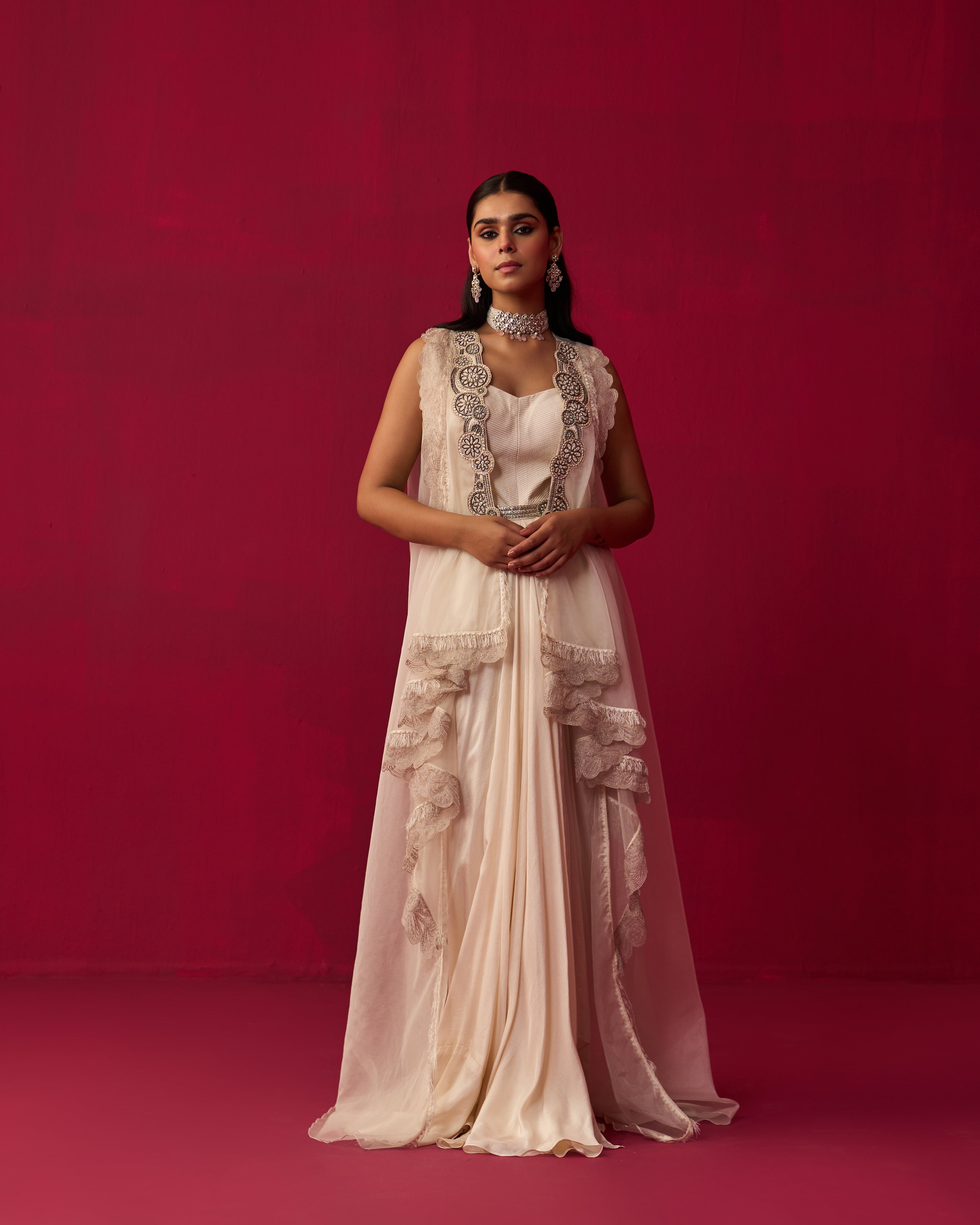 Ivory Mandala Cape and Dress set