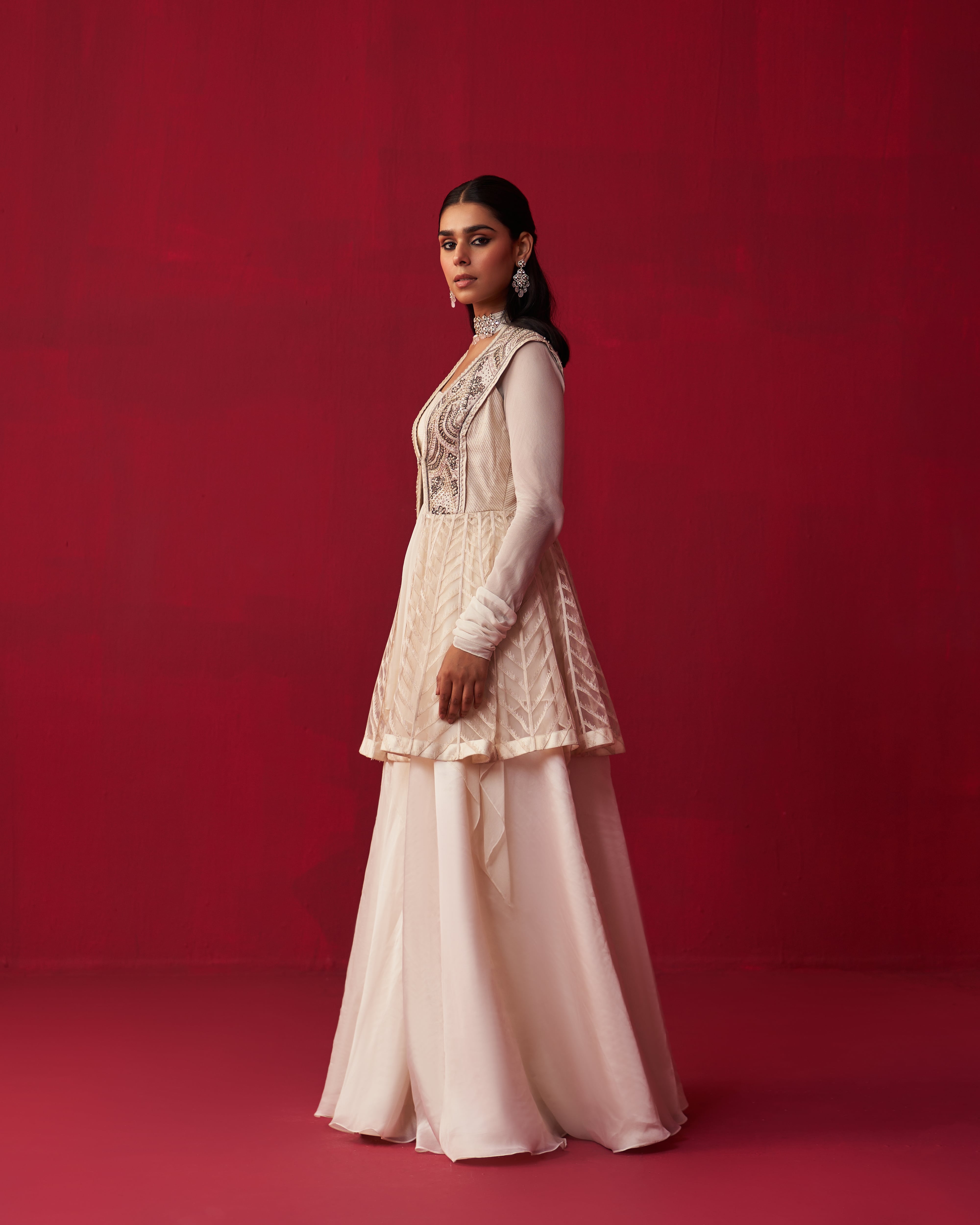 Ivory Mandala Cape and Dress set