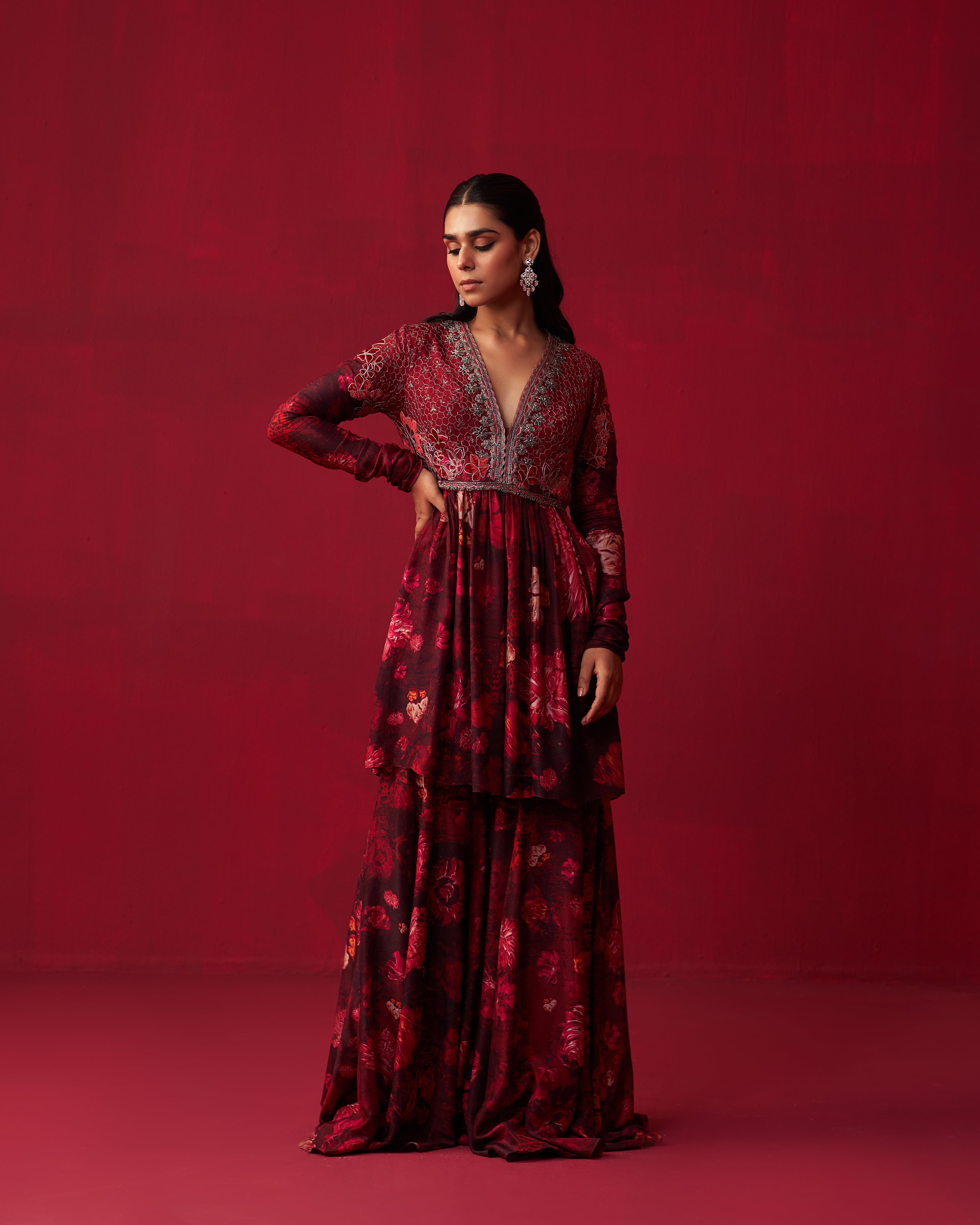 Pink Nature’s Bounty Anarkali and Sharara set