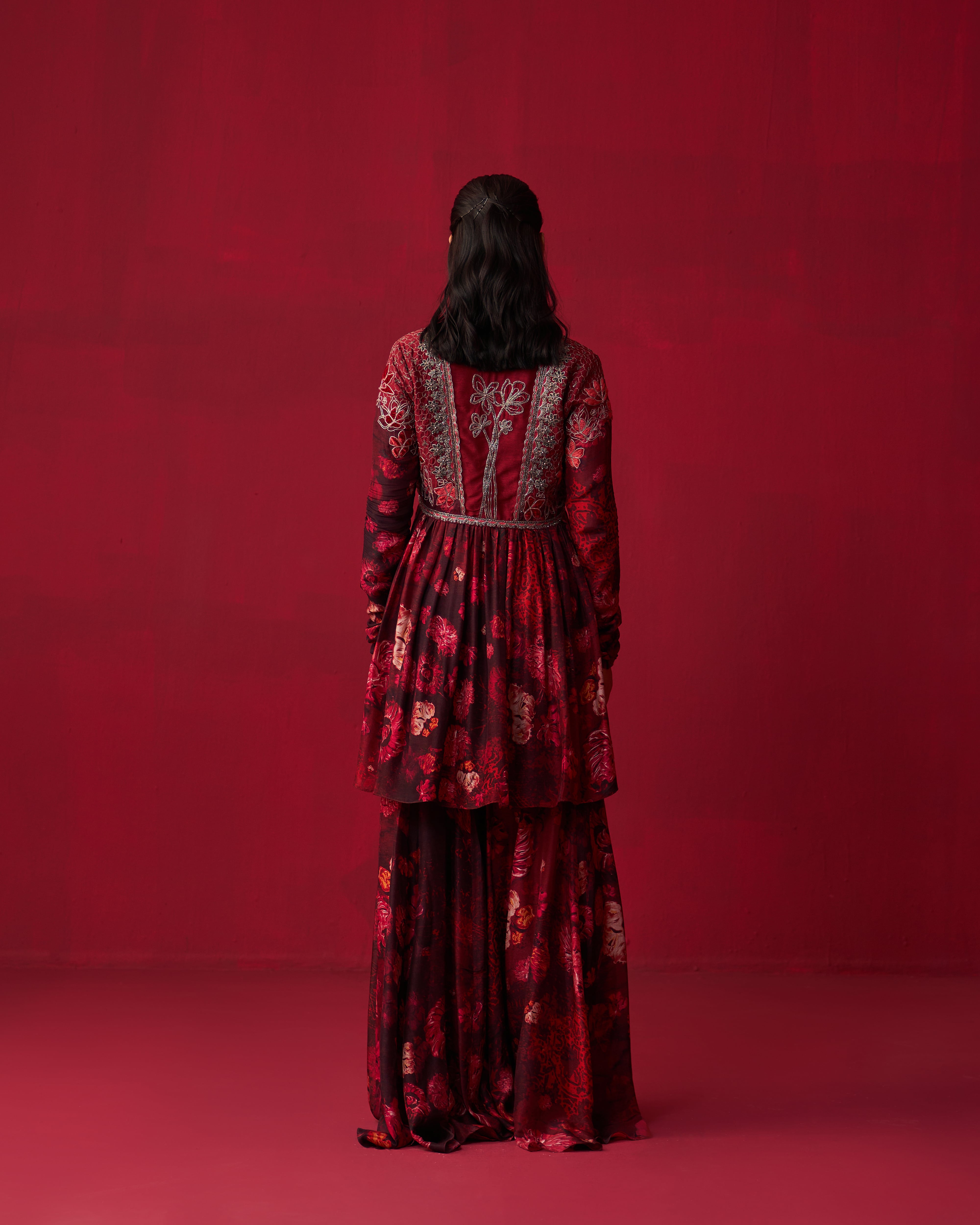 Pink Nature’s Bounty Anarkali and Sharara set