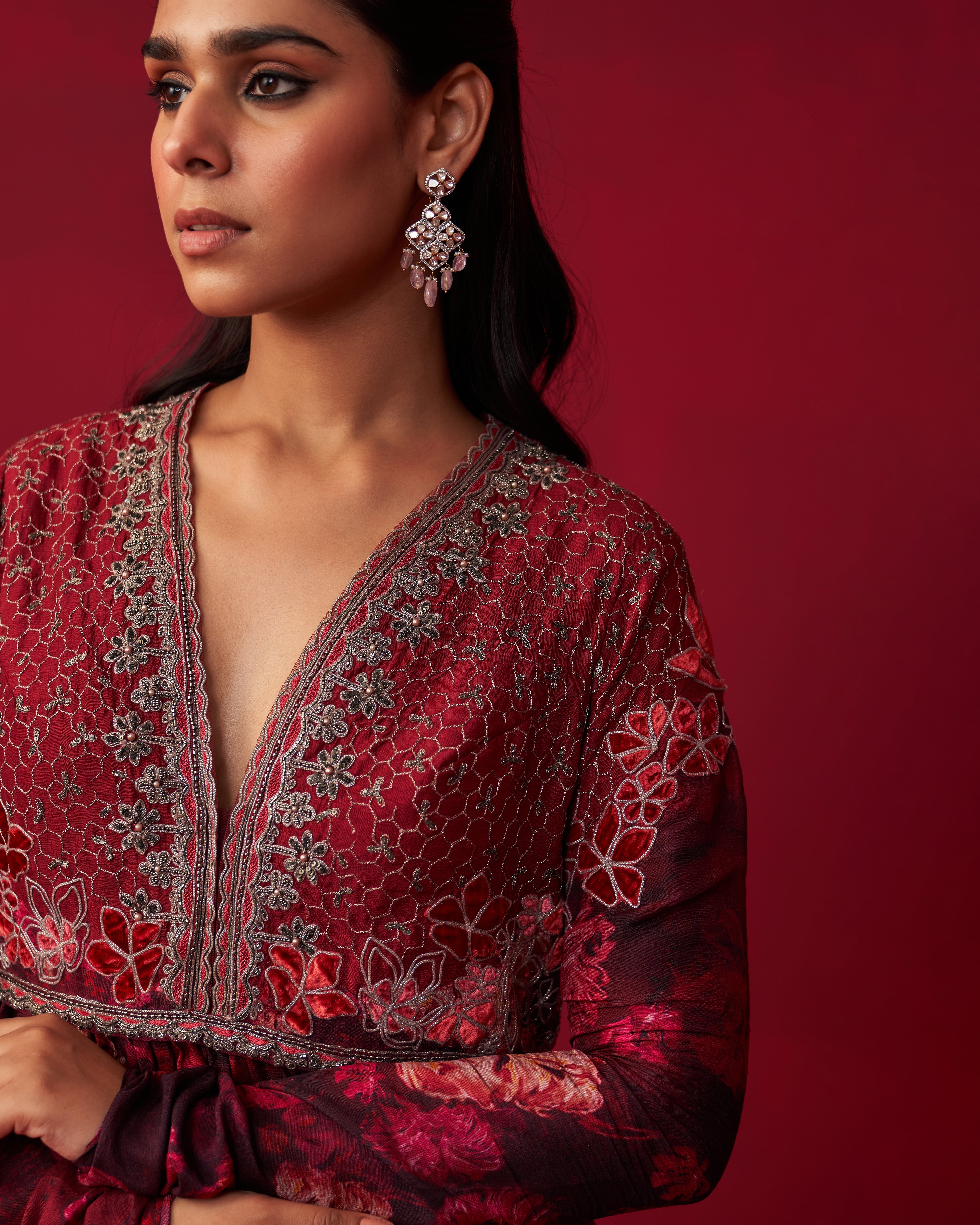 Pink Nature’s Bounty Anarkali and Sharara set