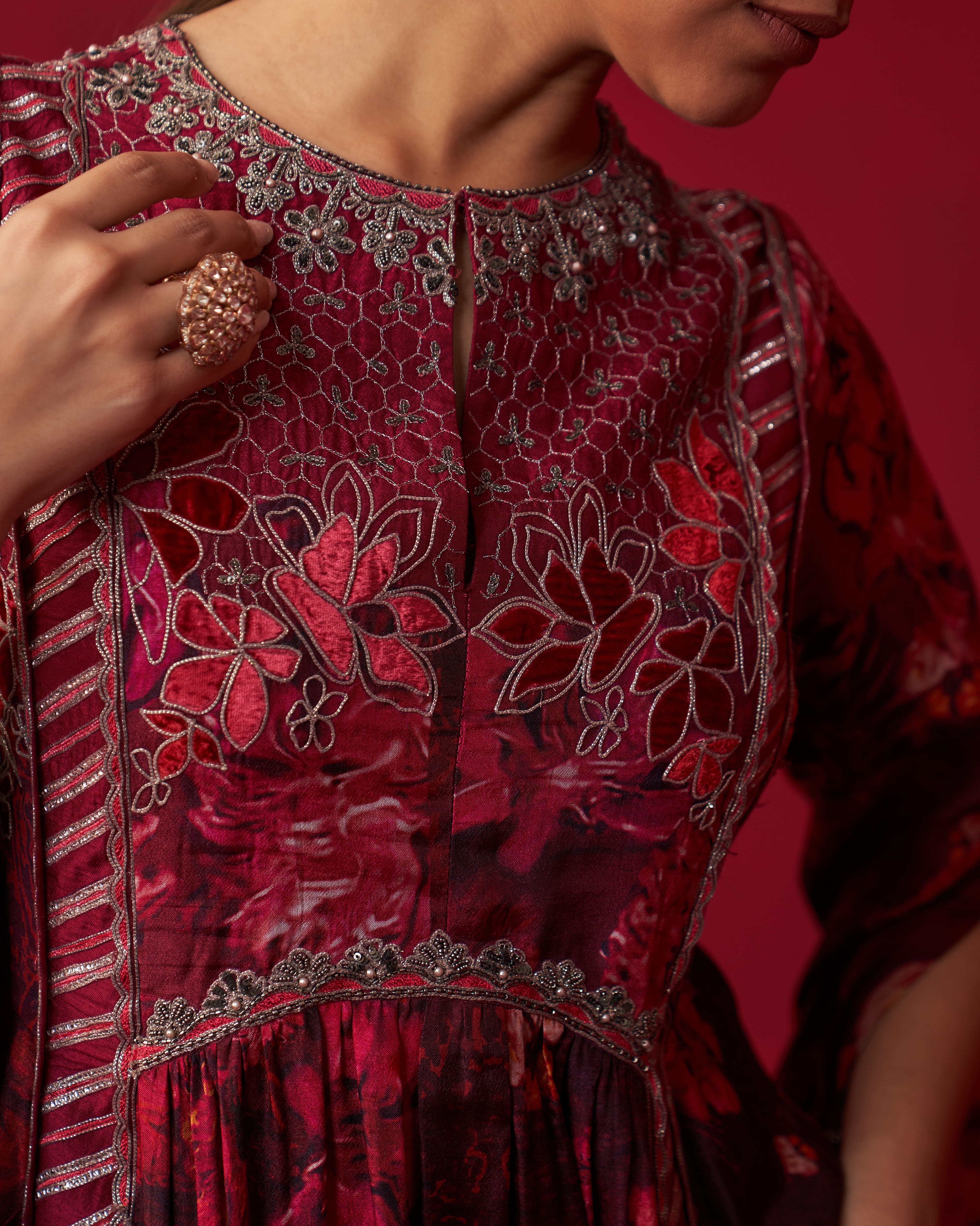 Pink Nature’s Bounty Top and Sharara Set