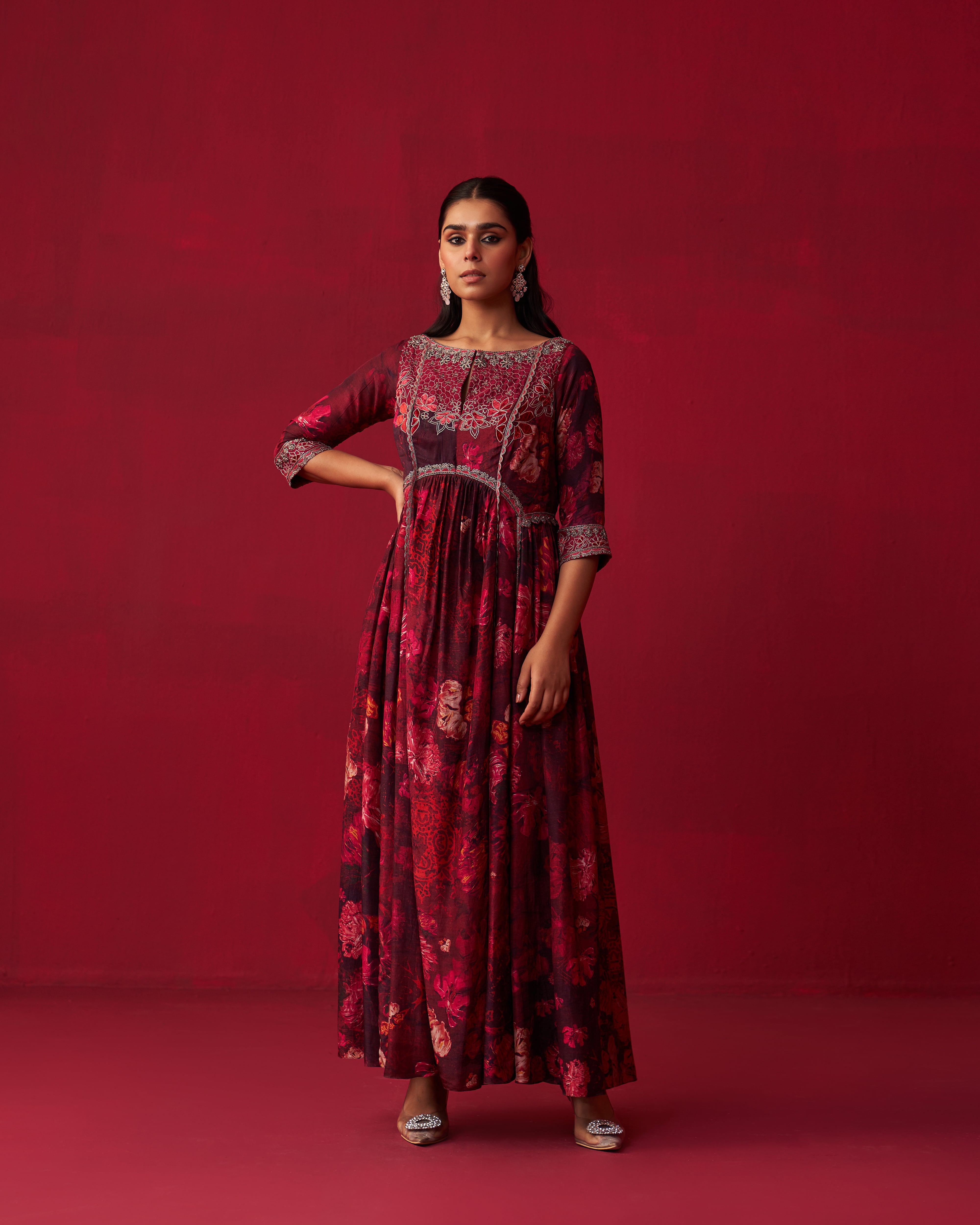 Pink Nature’s Bounty Paneled Kurta and Pants Set