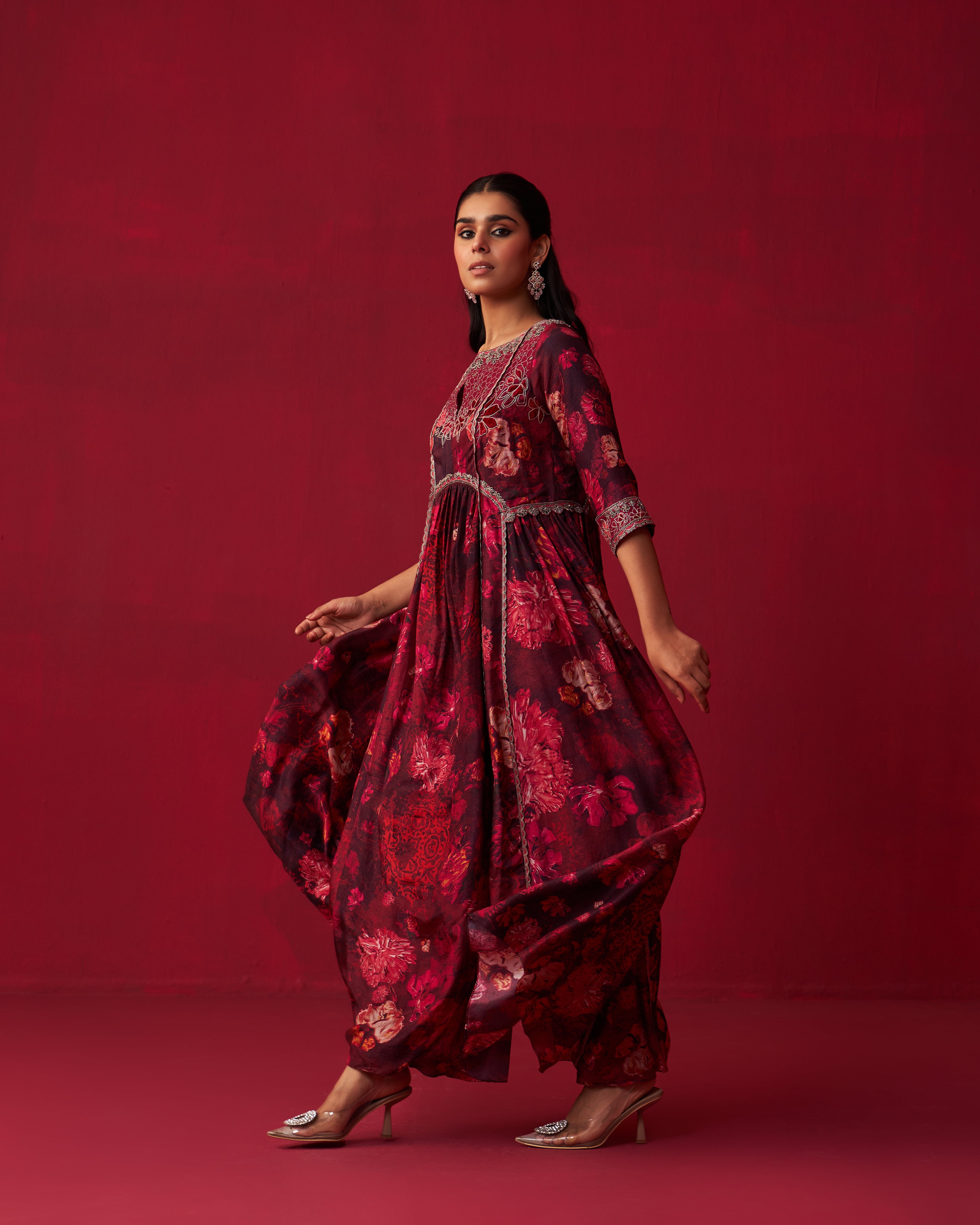 Pink Nature’s Bounty Paneled Kurta and Pants Set