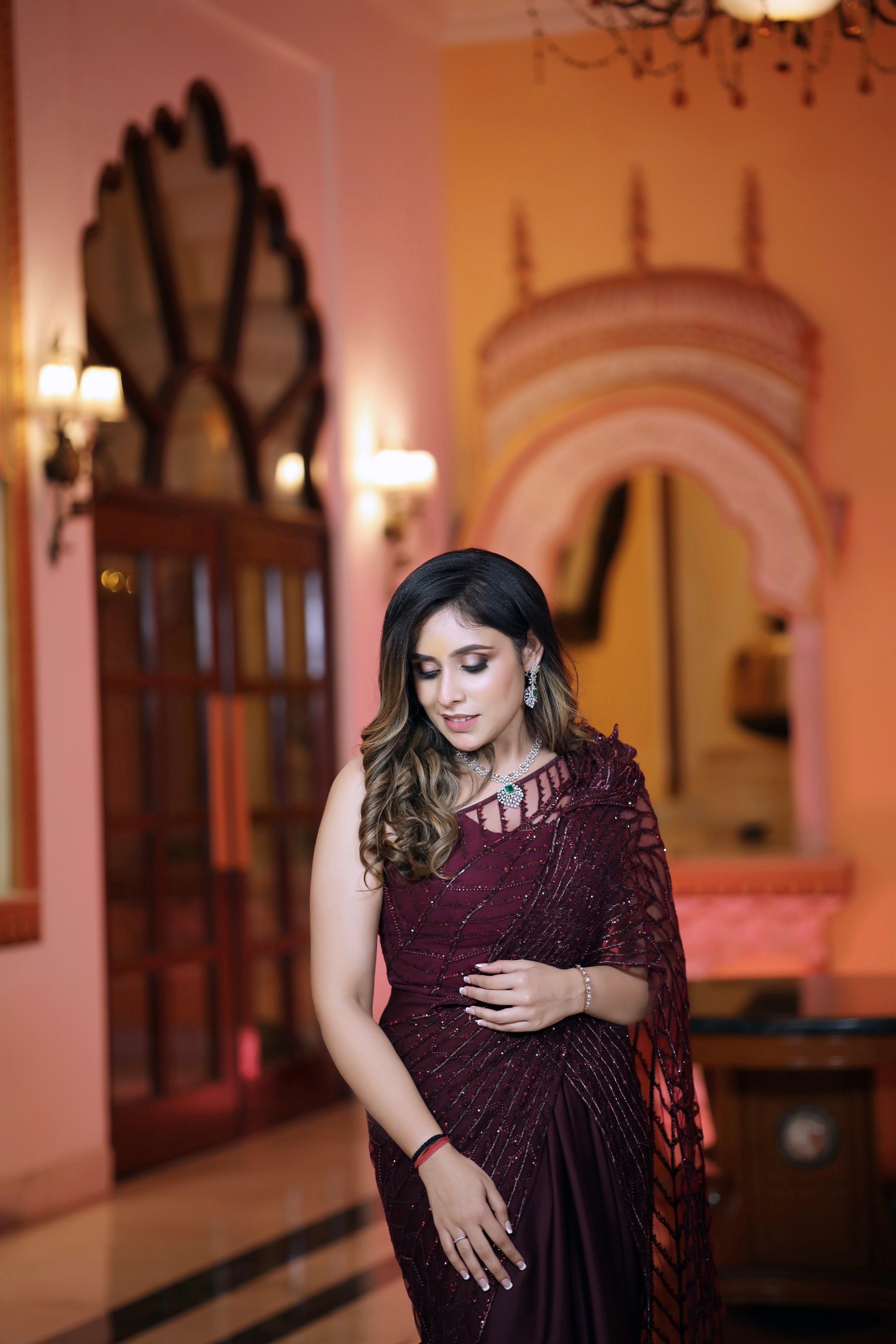 Sameera in Wine Saree