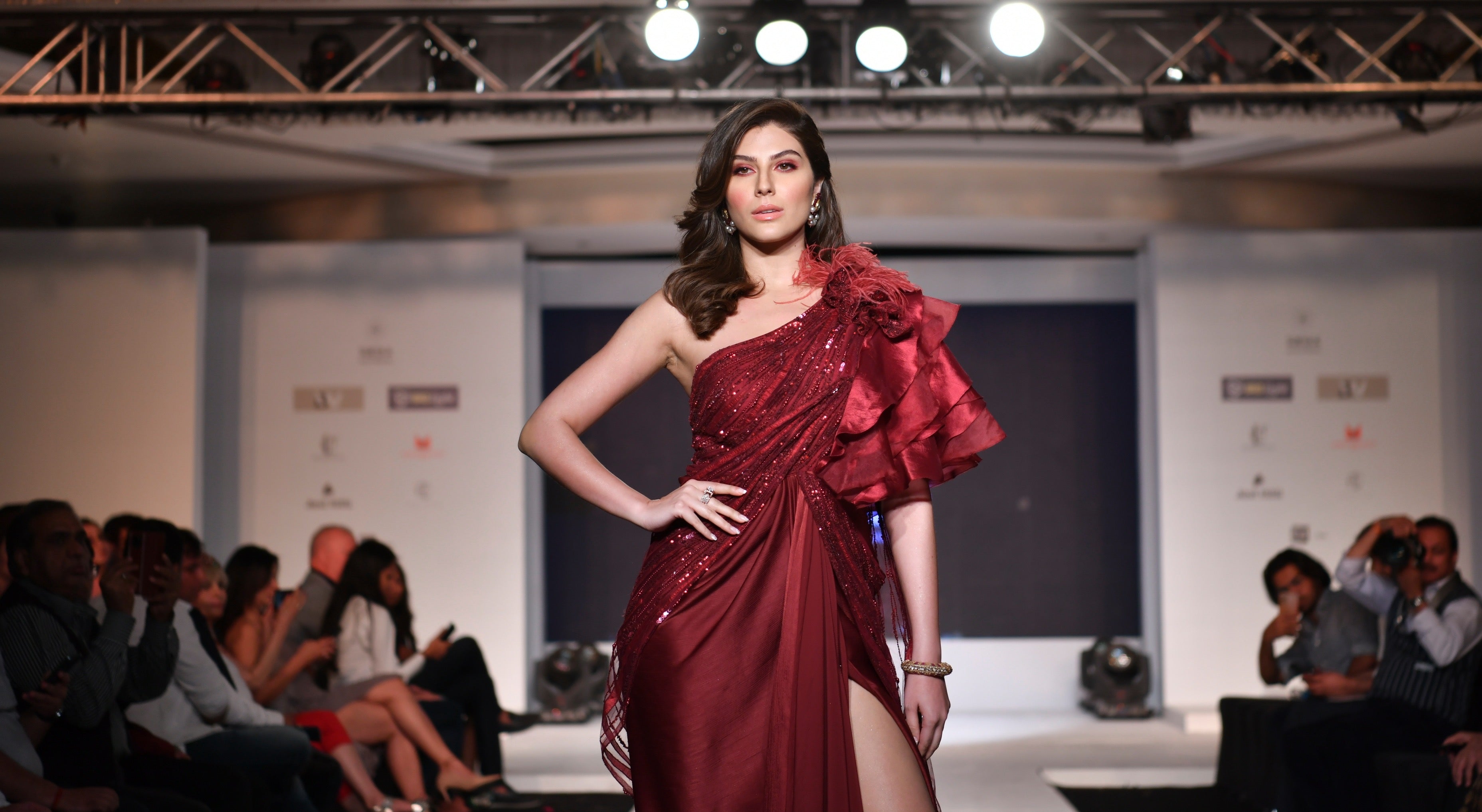 Elnaaz Norouzi in Wine Drape Saree