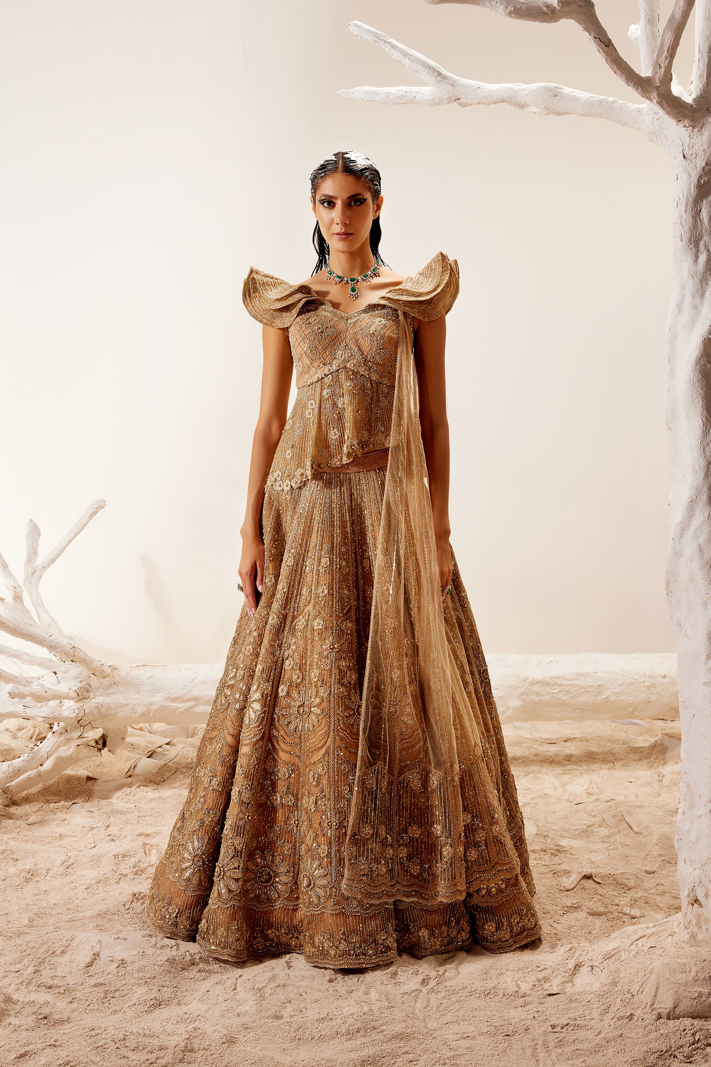 Metallic floral detail lehenga