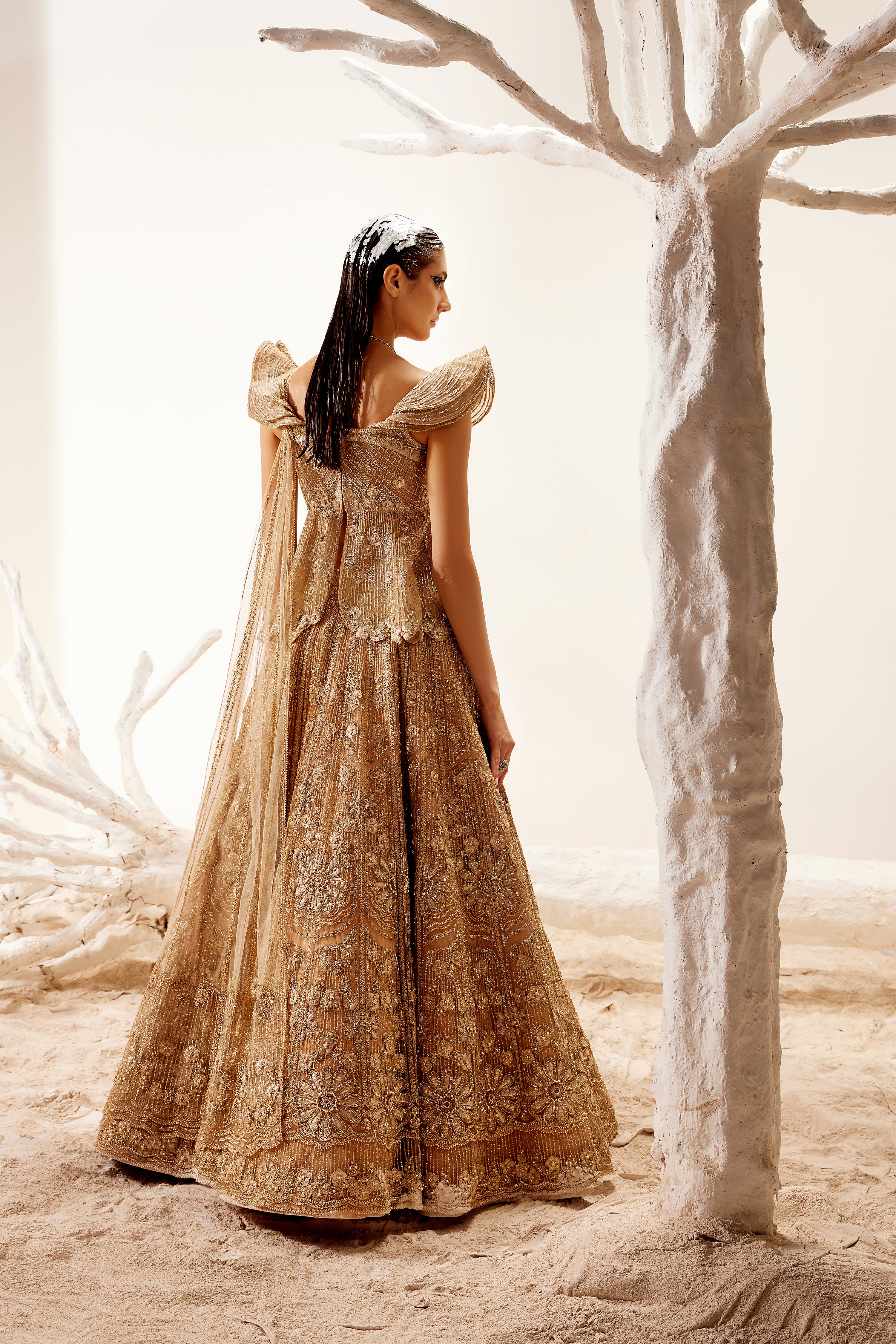 Metallic floral detail lehenga