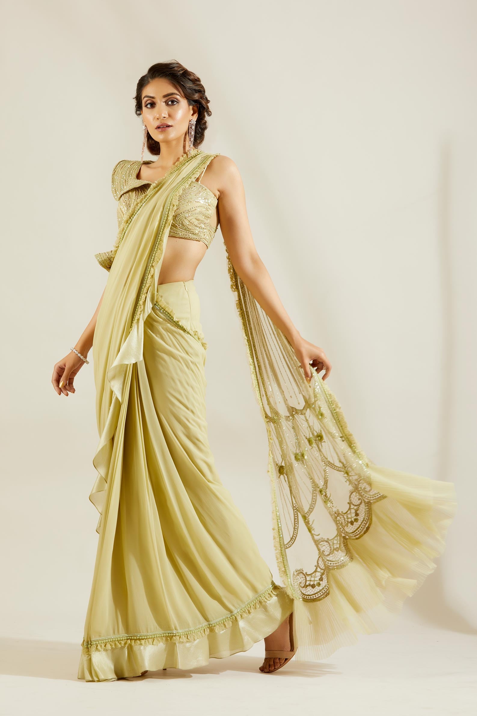 Tea Green Saree