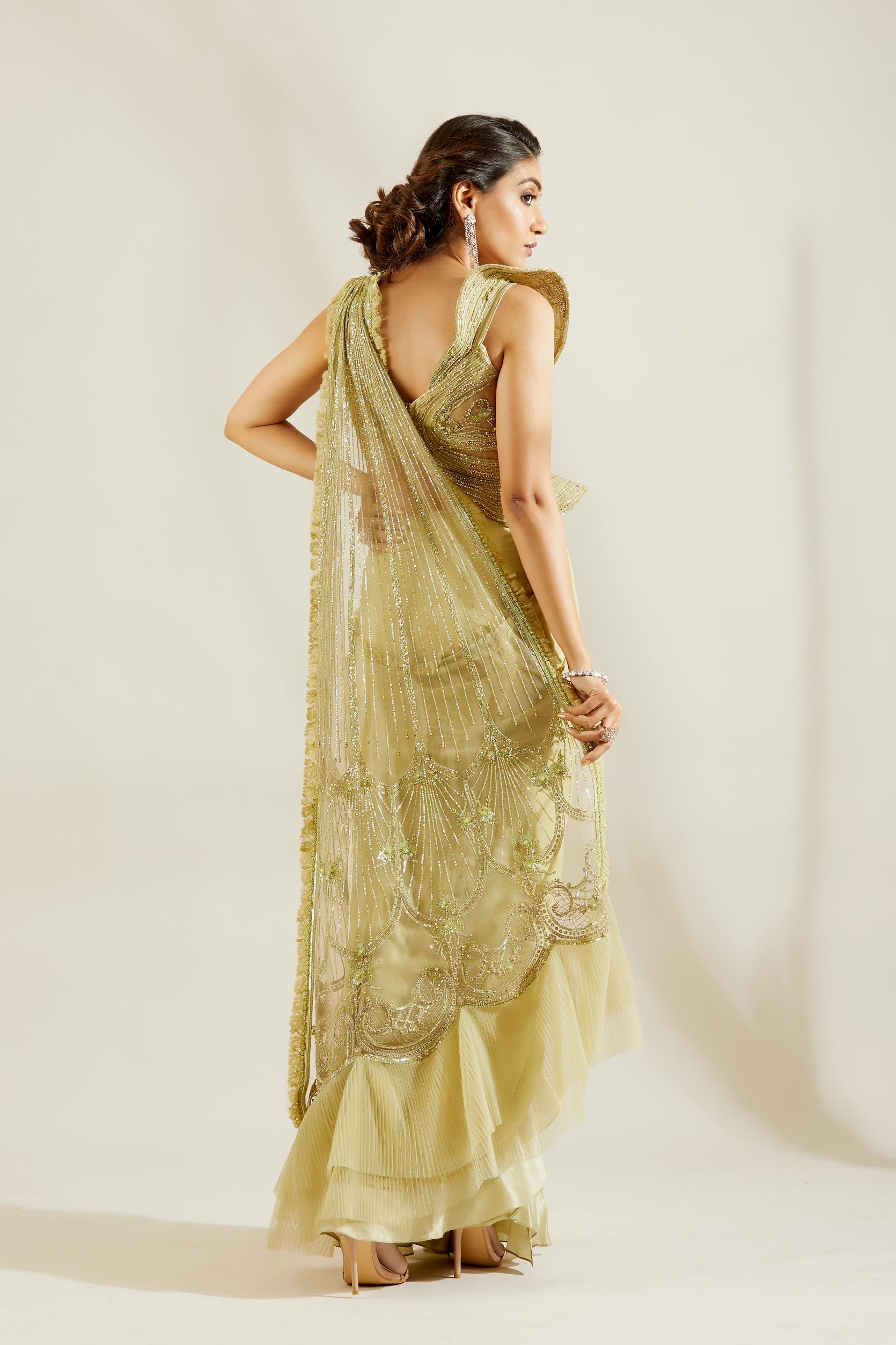 Tea Green Saree