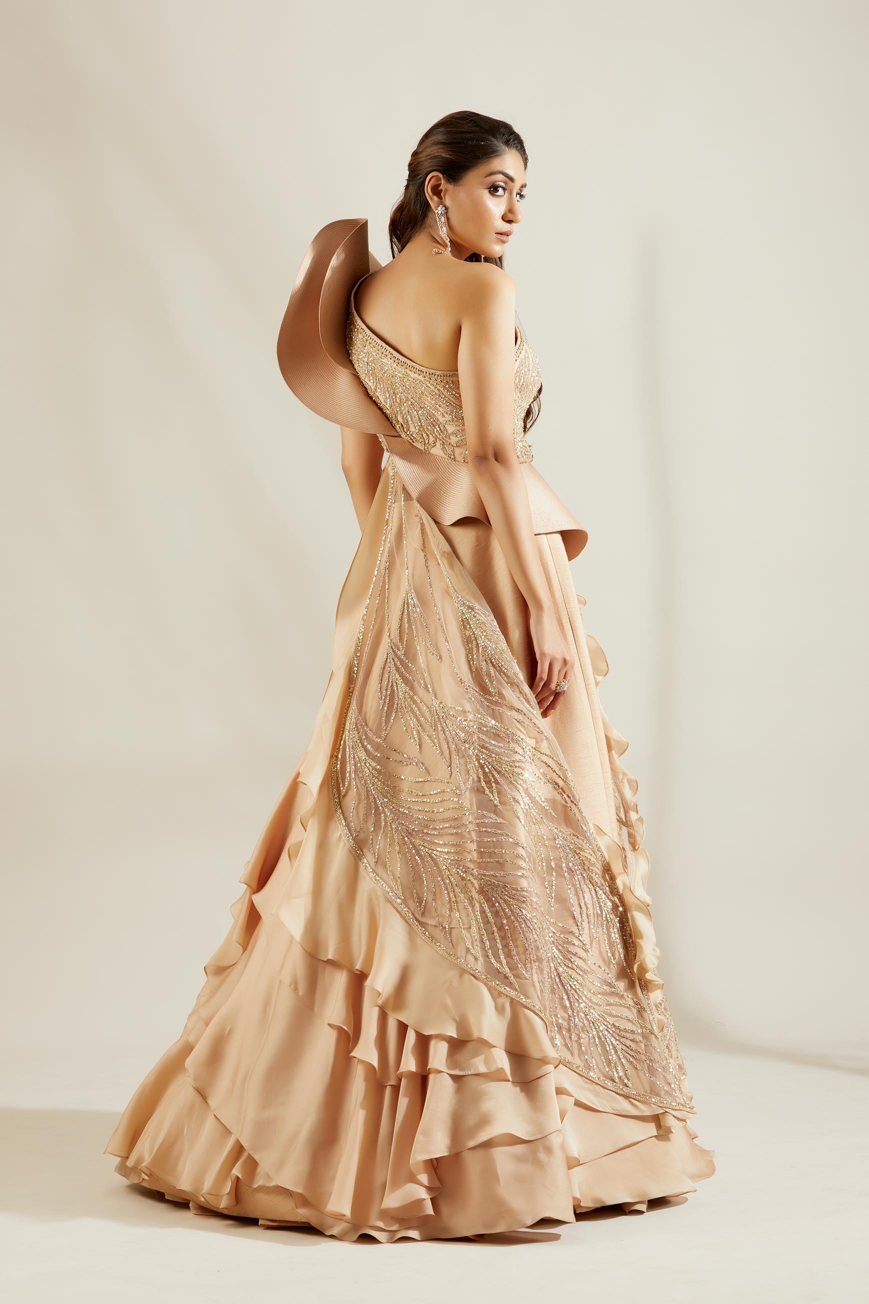 Tuscany Gold leaf  Blouse with Ruffle Skirt