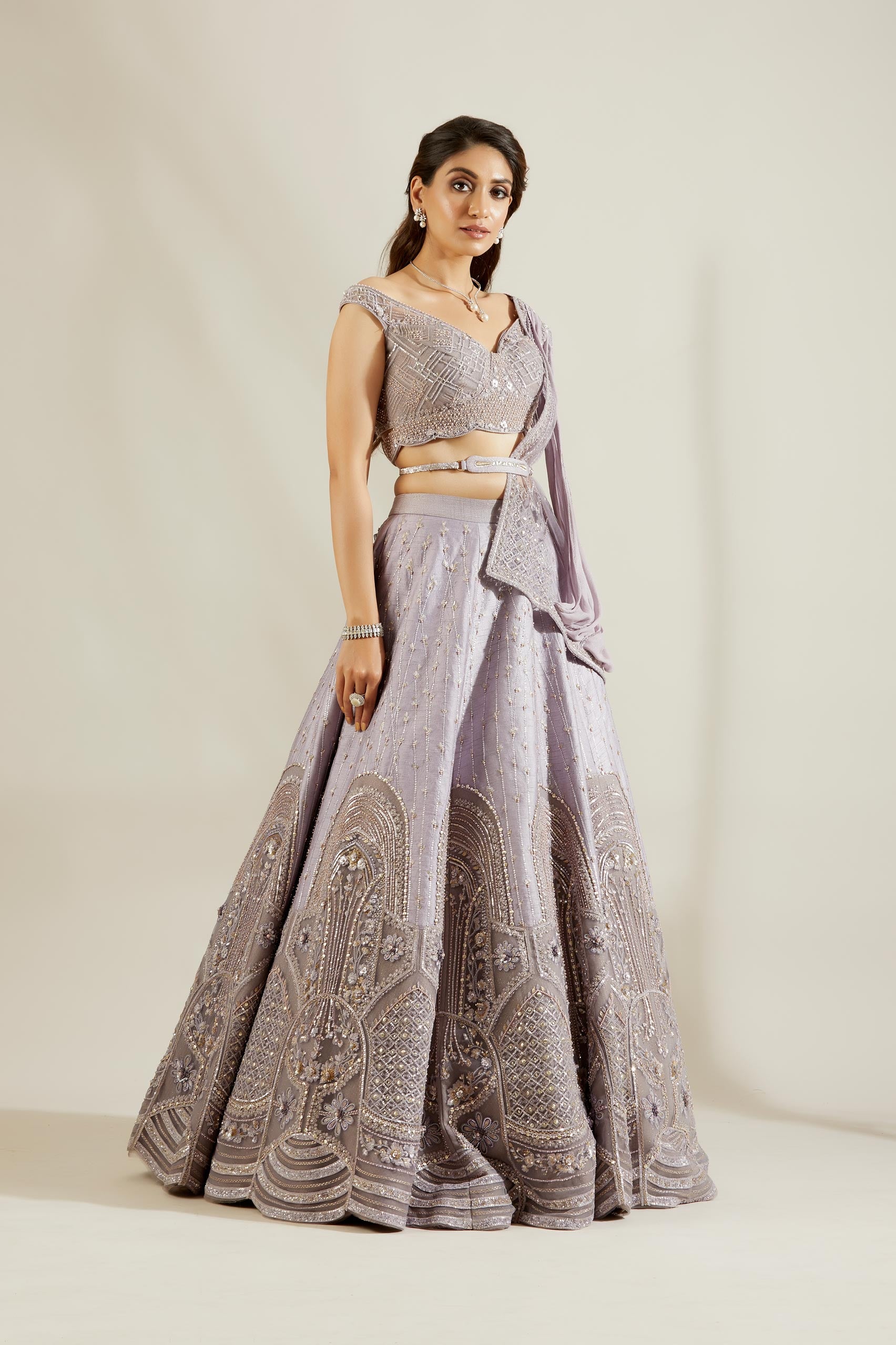 Charlotte Blue Jali Embellished Lehenga