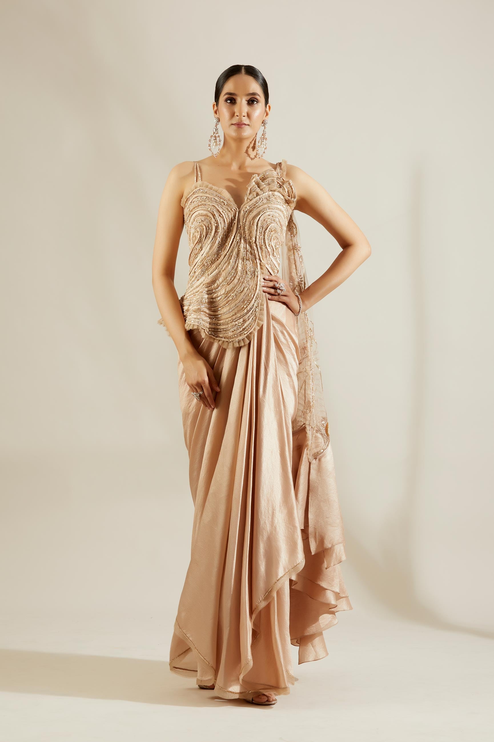 Tuscany Gold Peplum Blouse with Dhoti