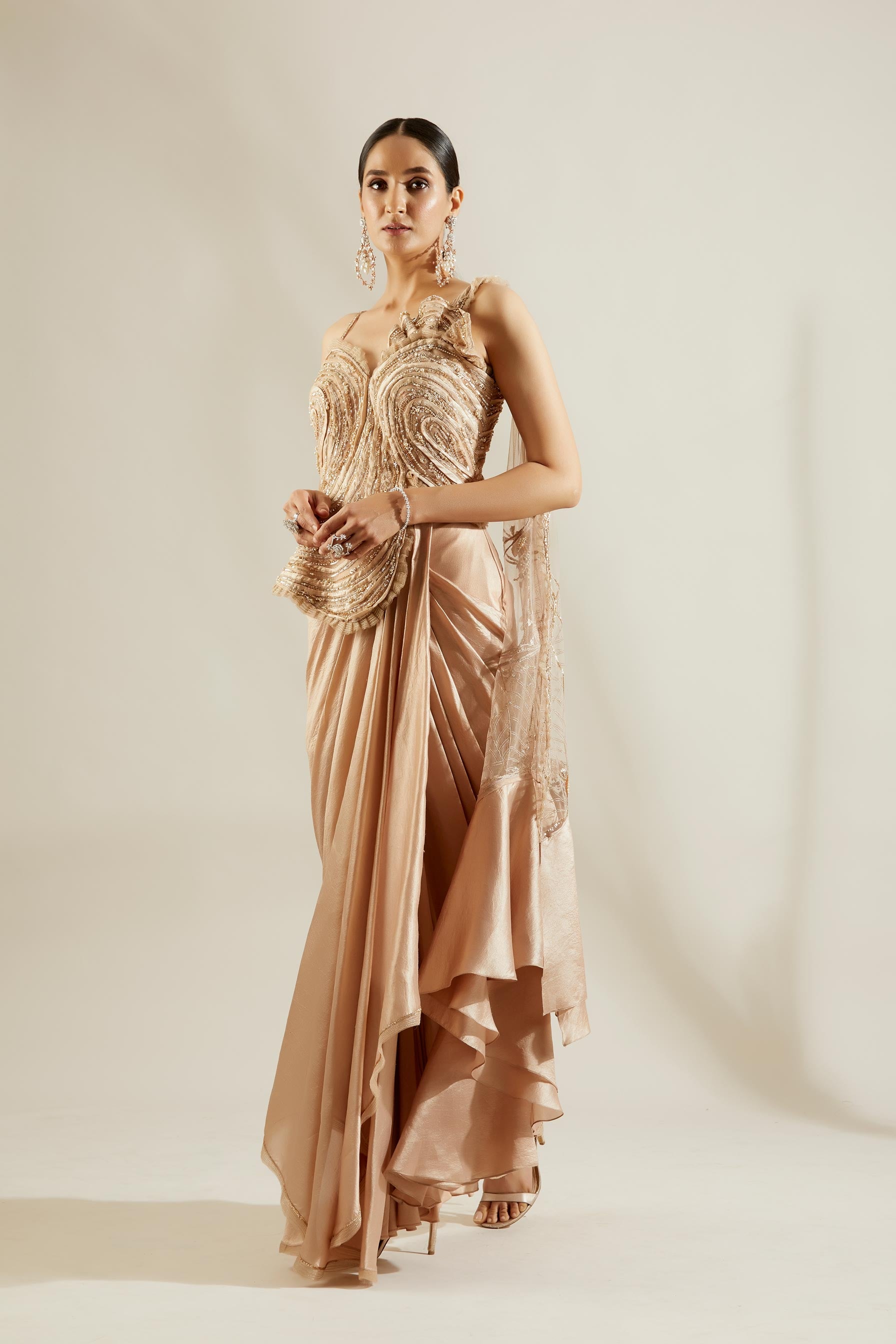 Tuscany Gold Peplum Blouse with Dhoti