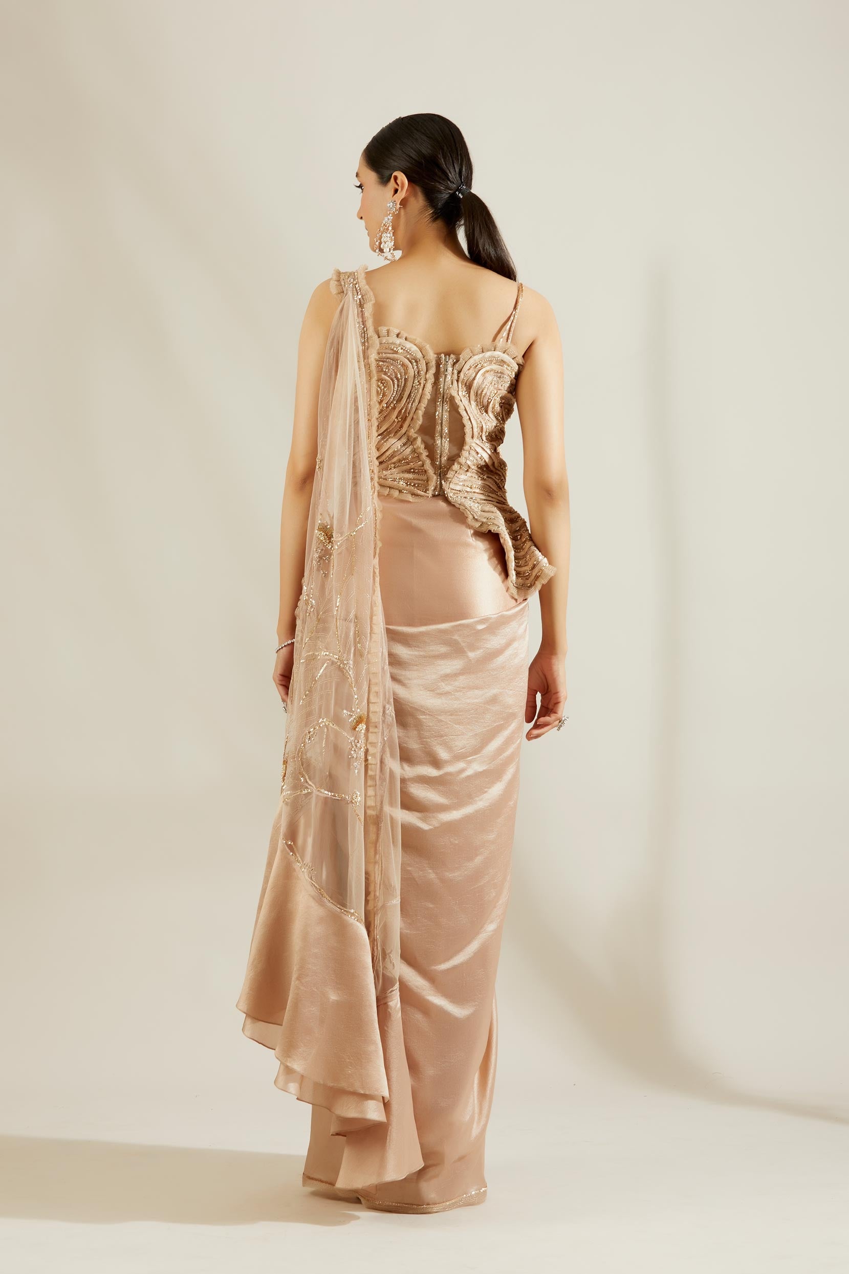 Tuscany Gold Peplum Blouse with Dhoti
