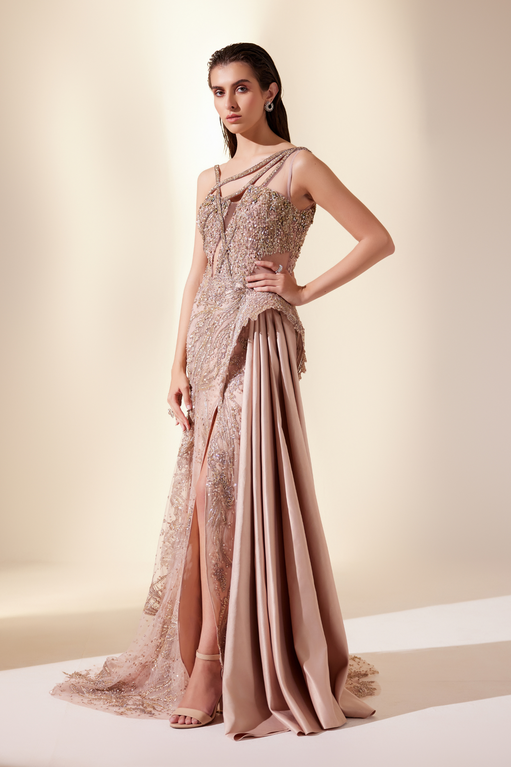 Luminescent peach gown (Lean gown)