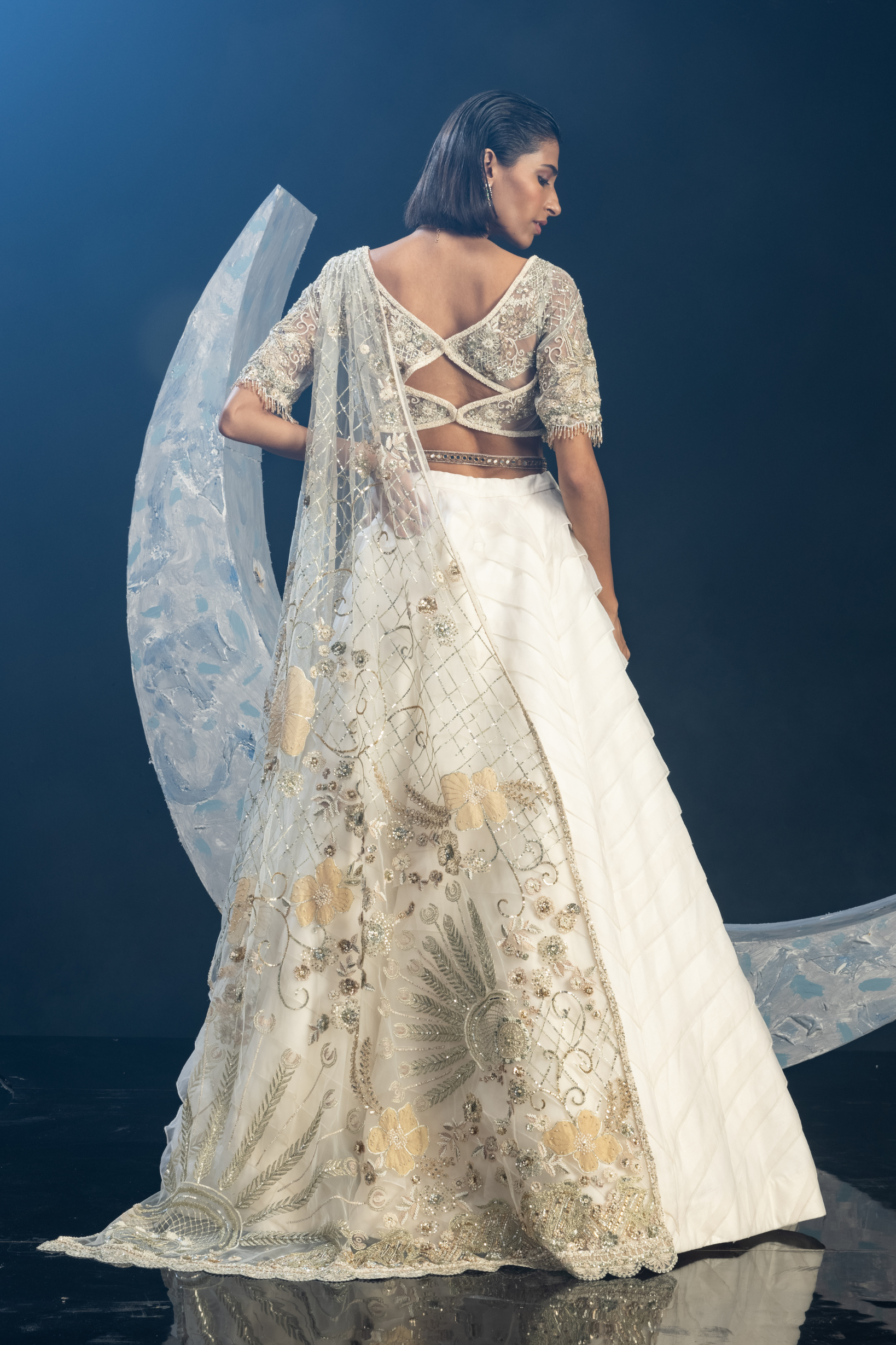 Pearl White Swirl Lehenga