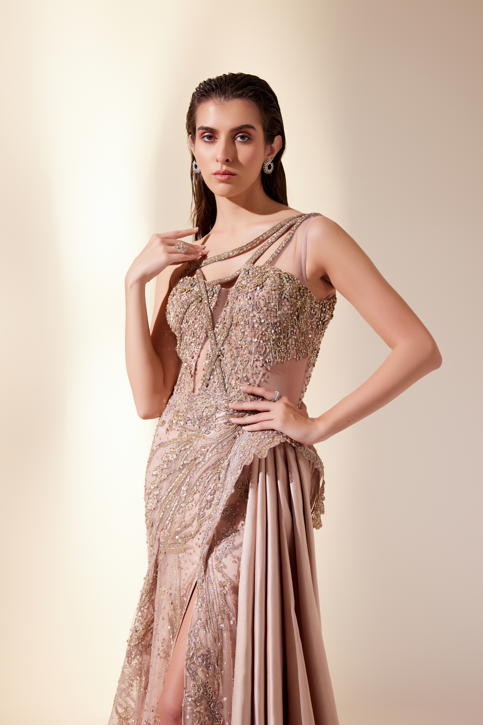 Luminescent peach gown (Lean gown)