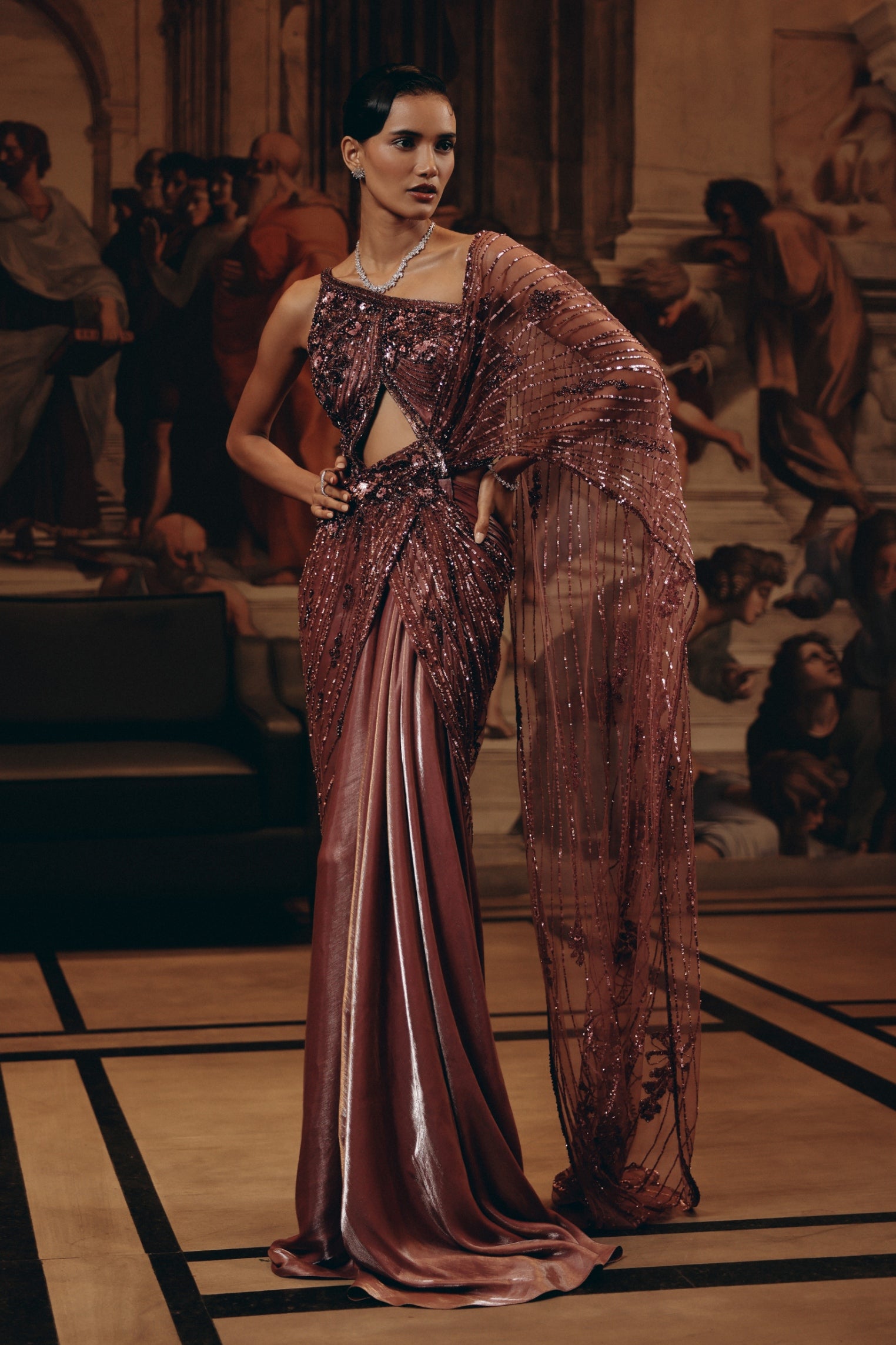 Embellished Cut-Out Saree