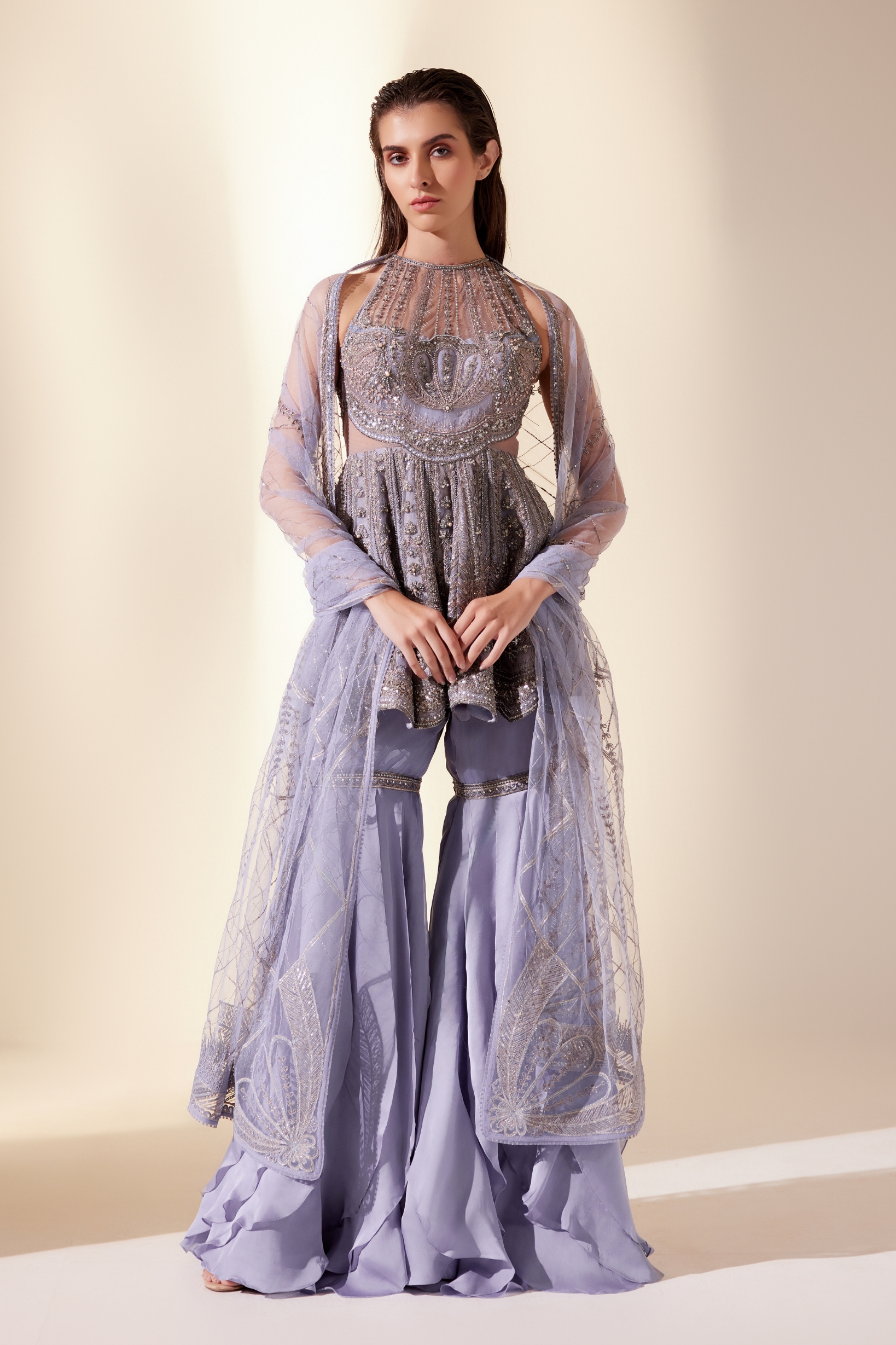 Lilac sharara set