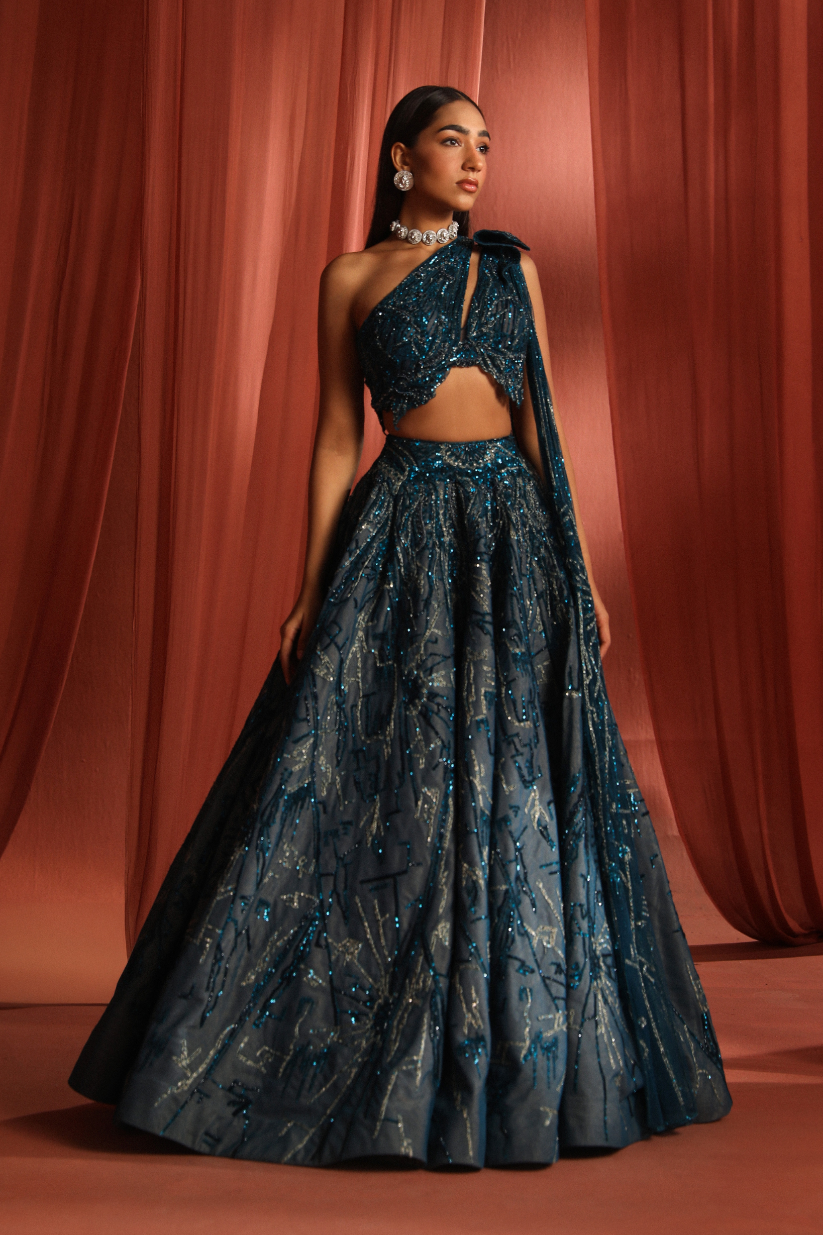 Teal Bloom Lehenga