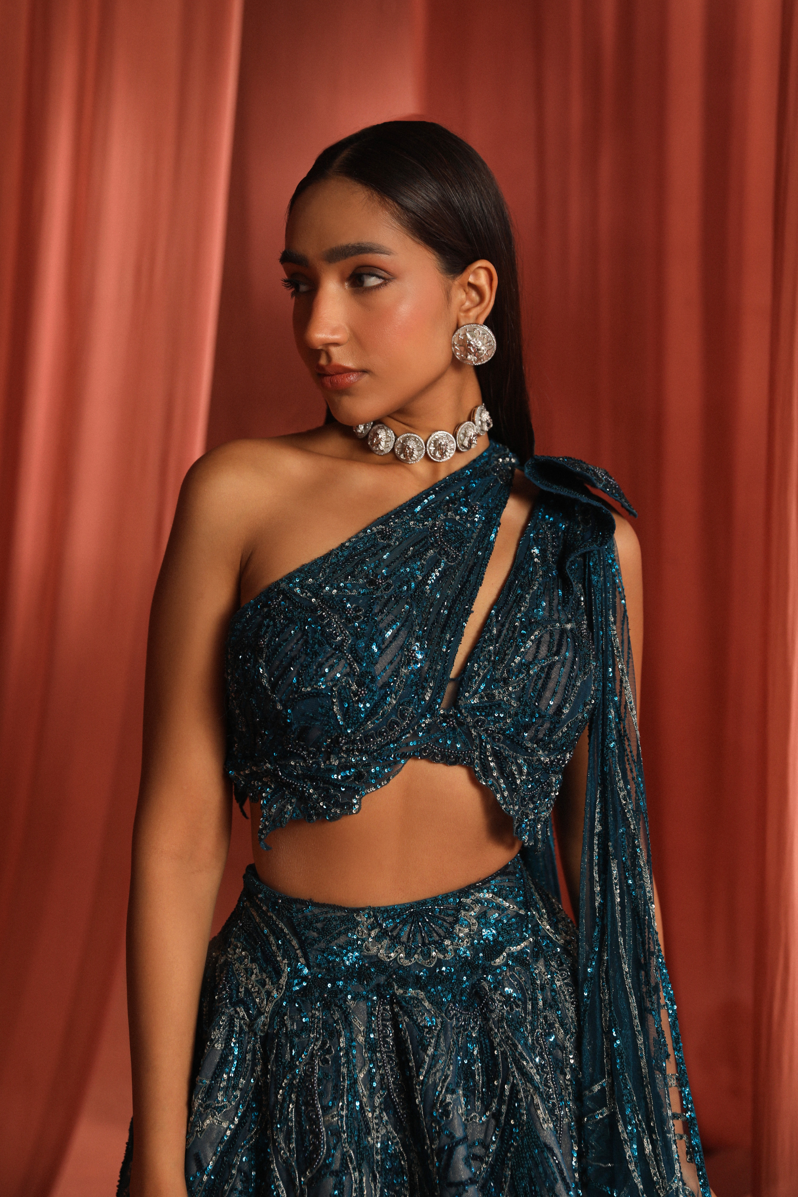 Teal Bloom Lehenga