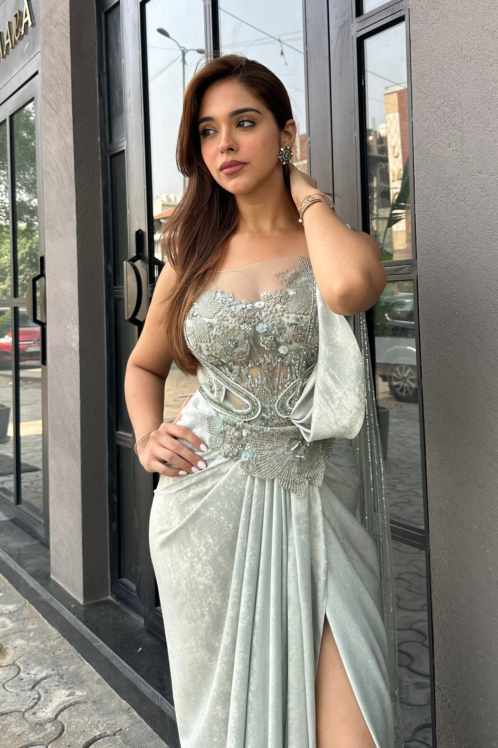 PRIYA DORA IN AURORA MINT FLORAL SAREE