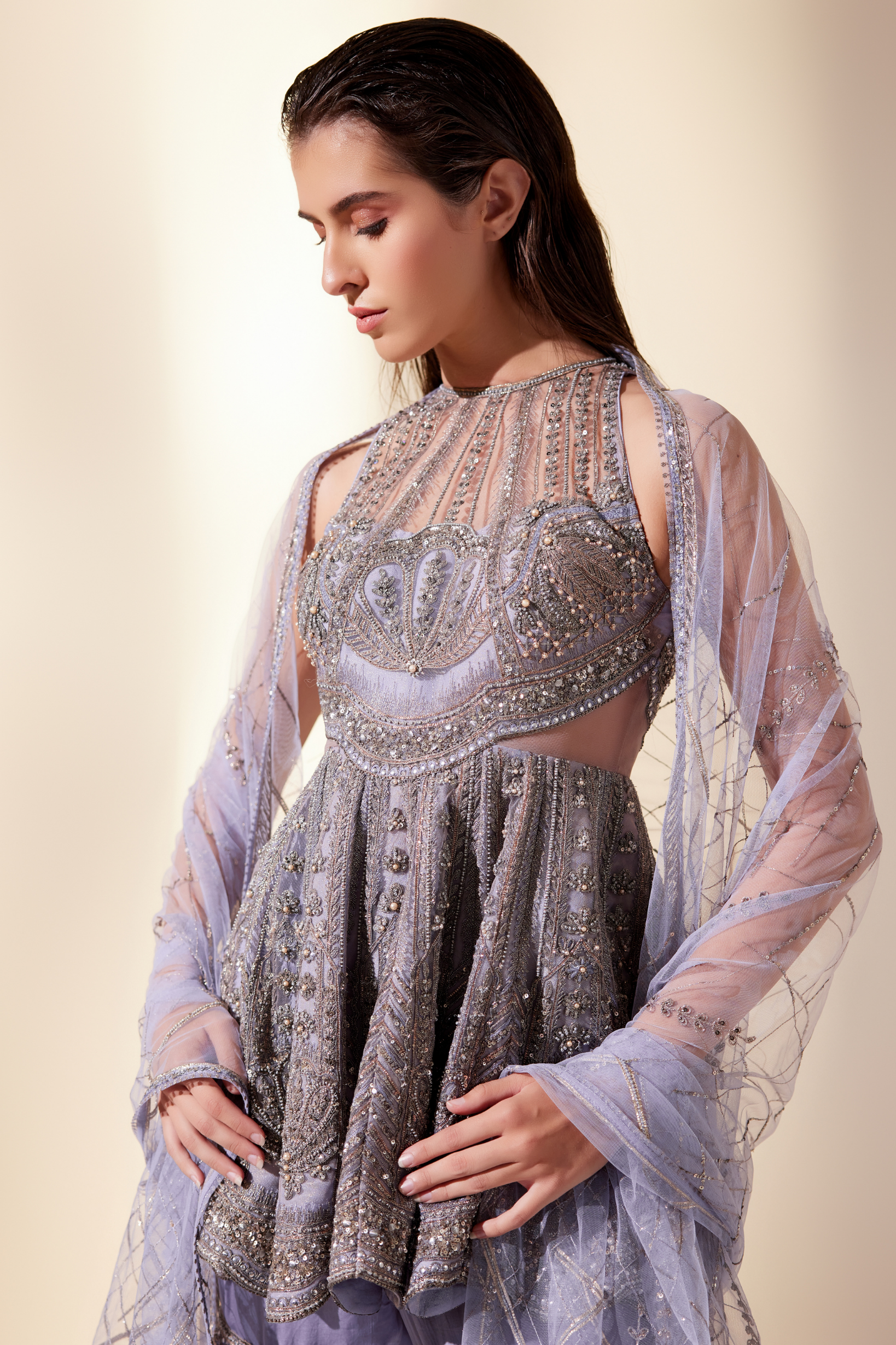 Lilac sharara set