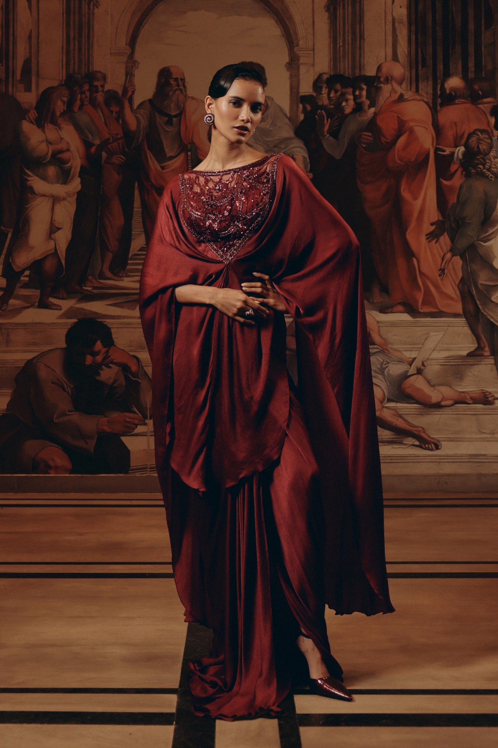 Garnet Draped Kaftan