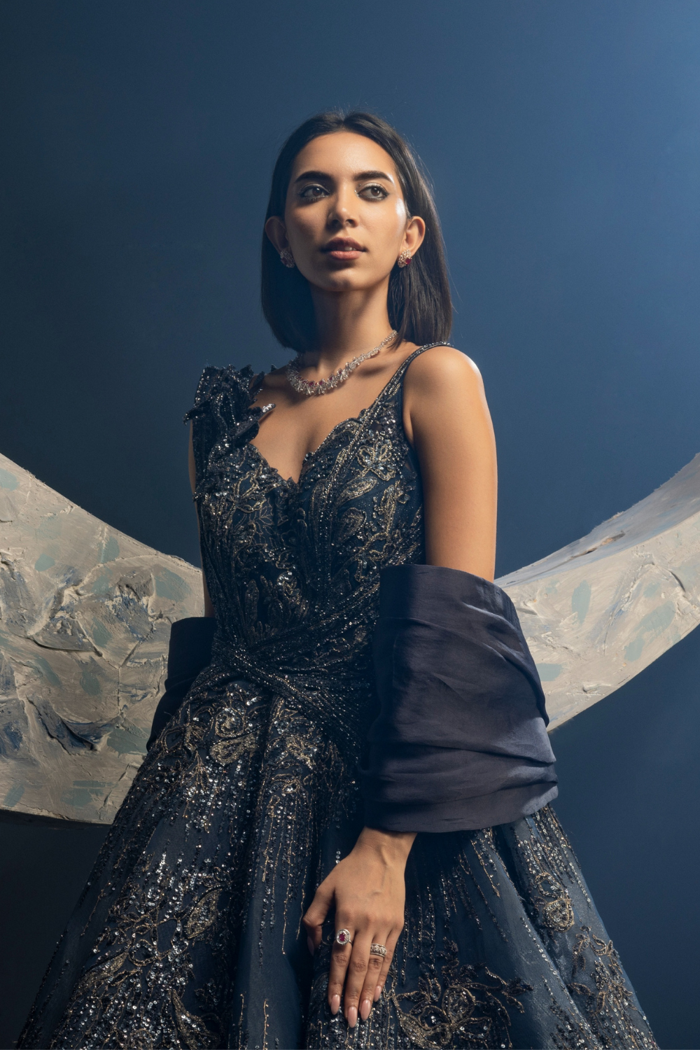 Midnight Blue Drizzle Gown