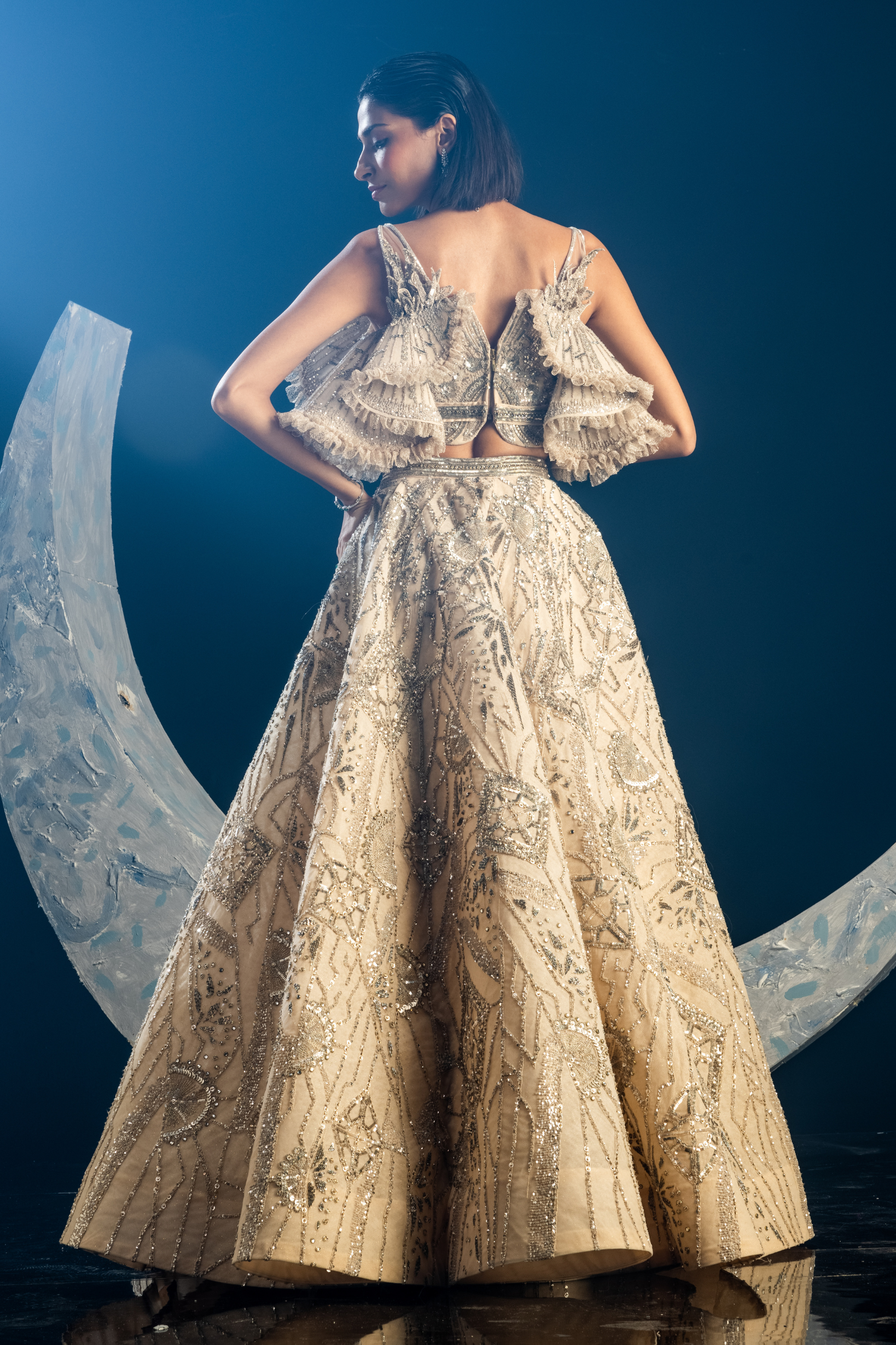 Blushed Pastel Ruffle Wings Lehenga