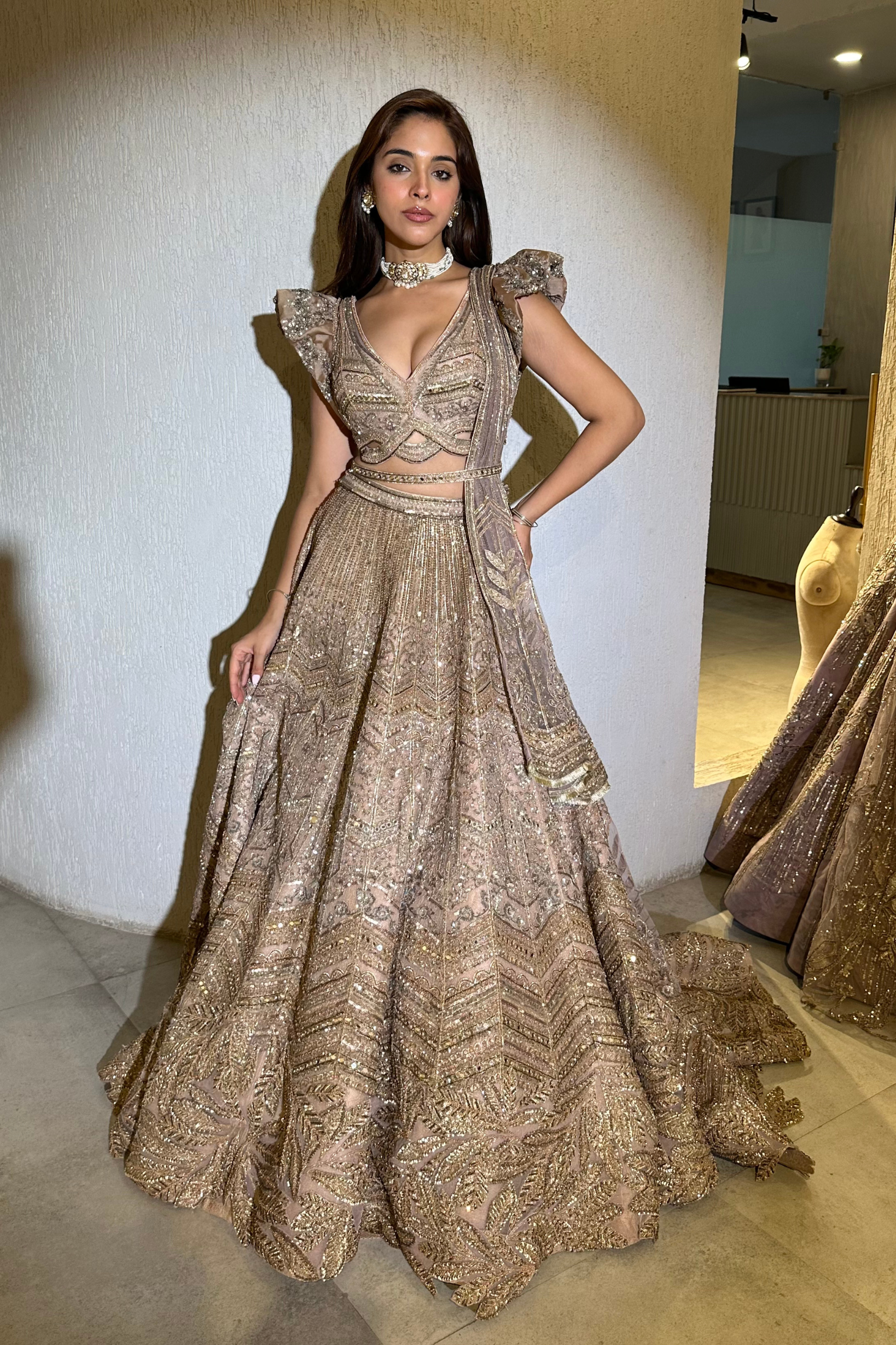 PRIYA DORA IN GOLDEN LEHENGA