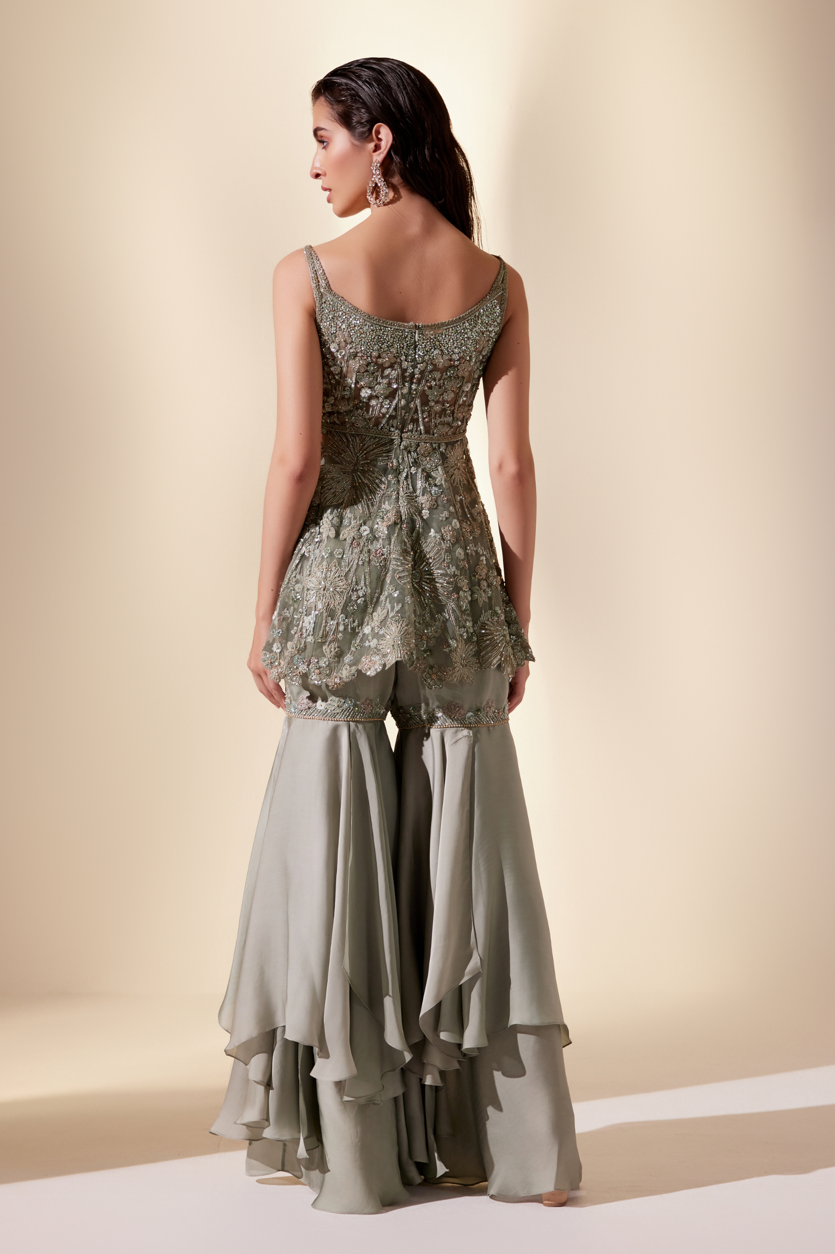 Enchanted mint Sharara set (Green sharara)